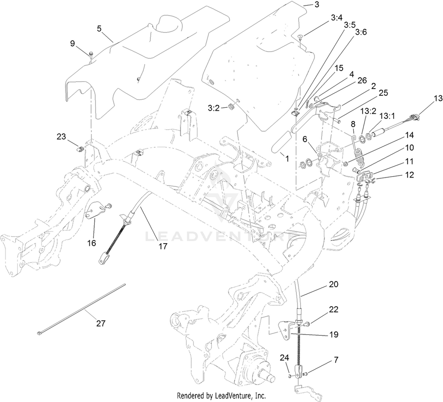 Brake Cable and Lever Assembly