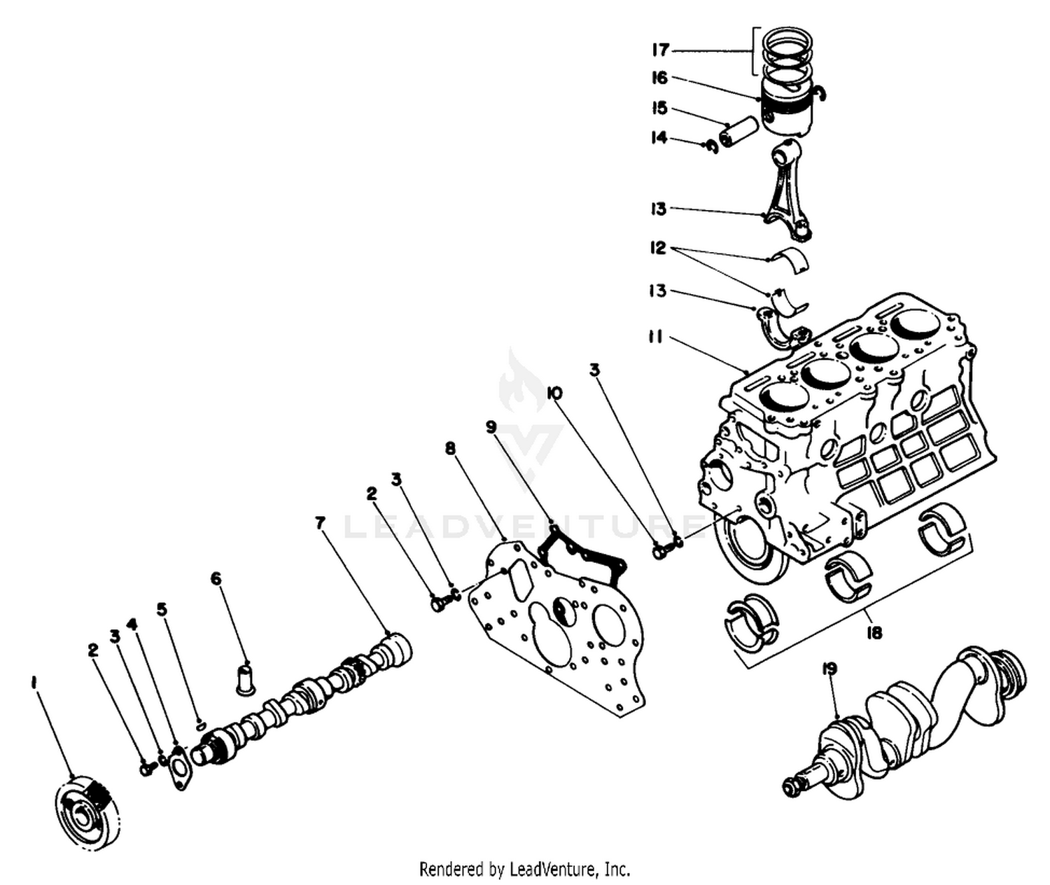Short Block Assembly No. 82-2910 (for Engines Serial No. 159991  Up)