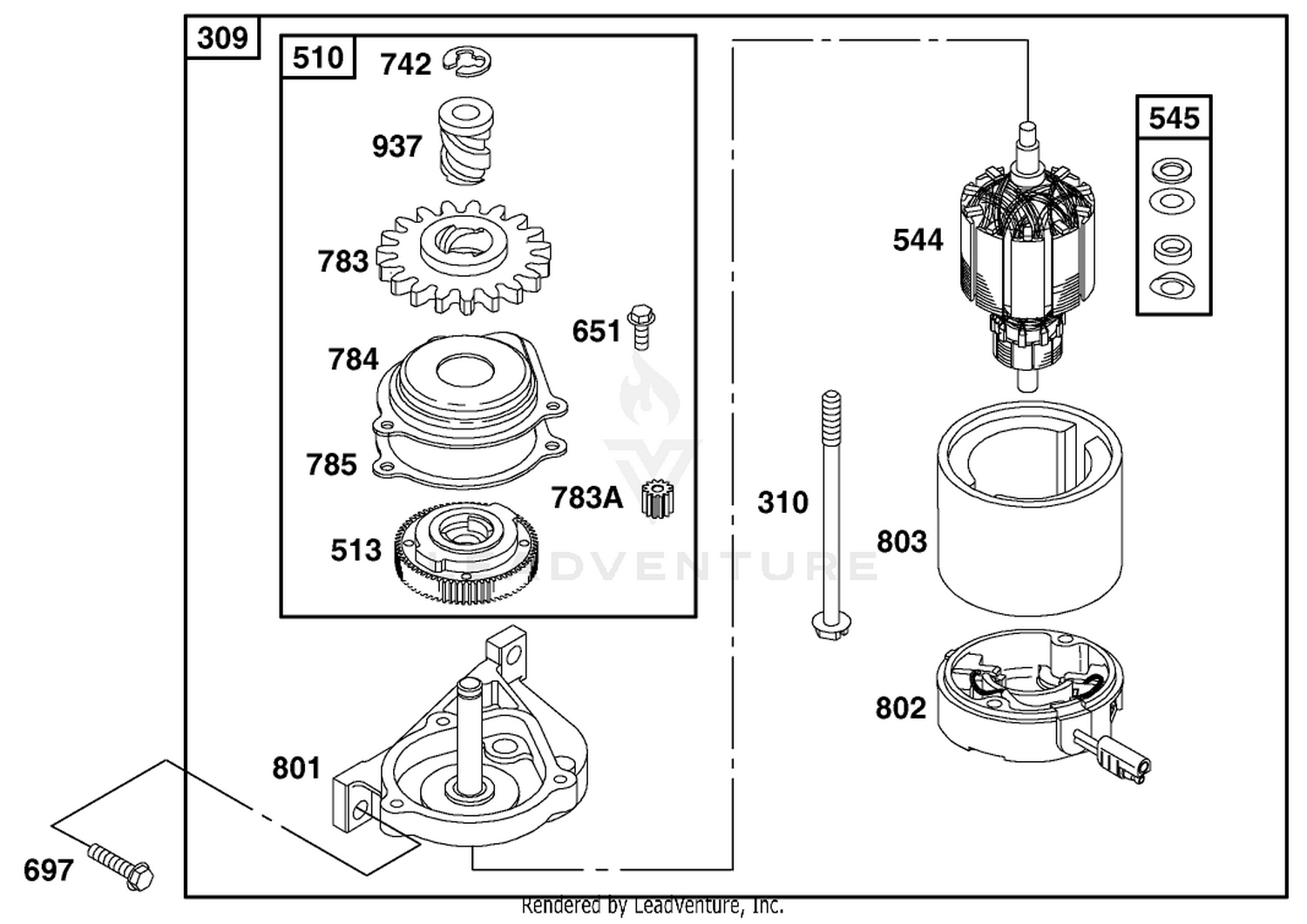 Starter Motor Assembly Engine GTS 200 (only on: 20791)