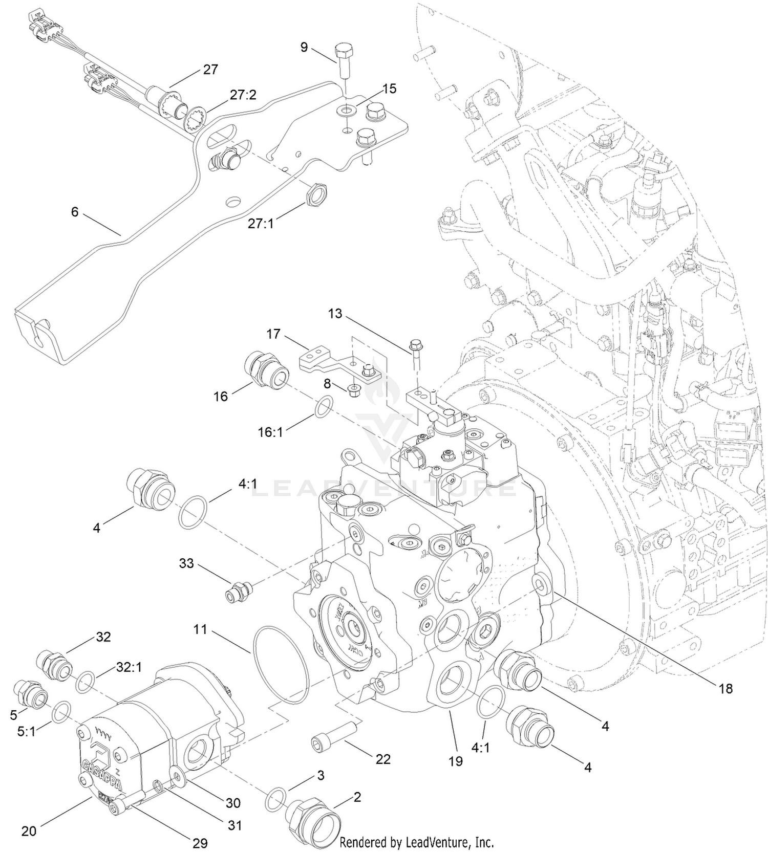 Transmission and Cutter Pump Assembly
