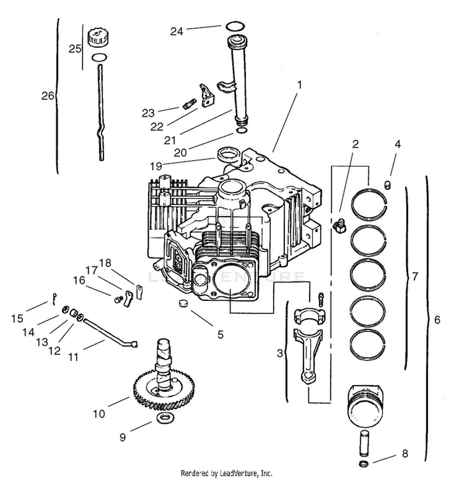 Group 2-Crankcase Assembly Kohler Model No. CV18S-61529