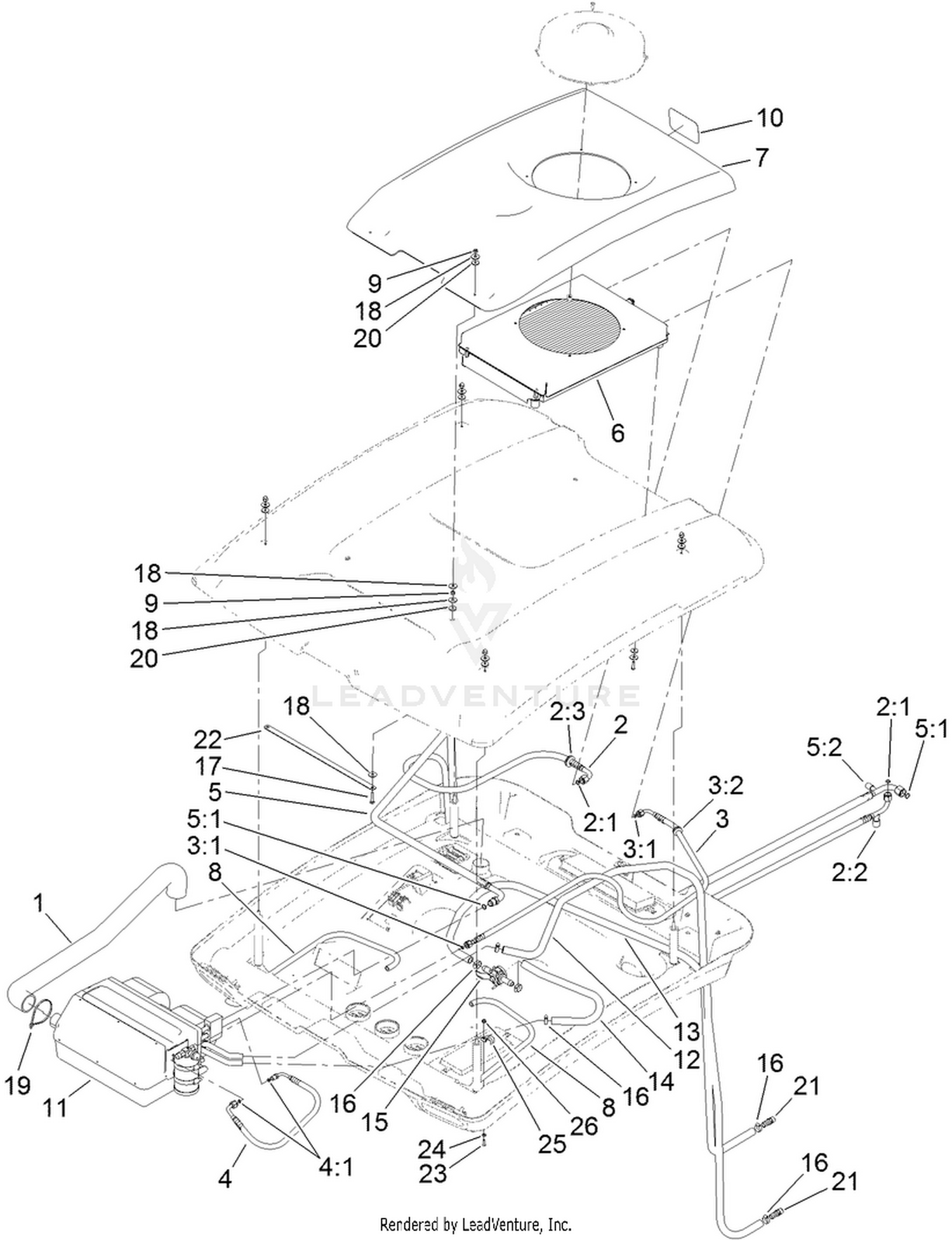Roof, Condenser and Evaporator  Cab Assembly