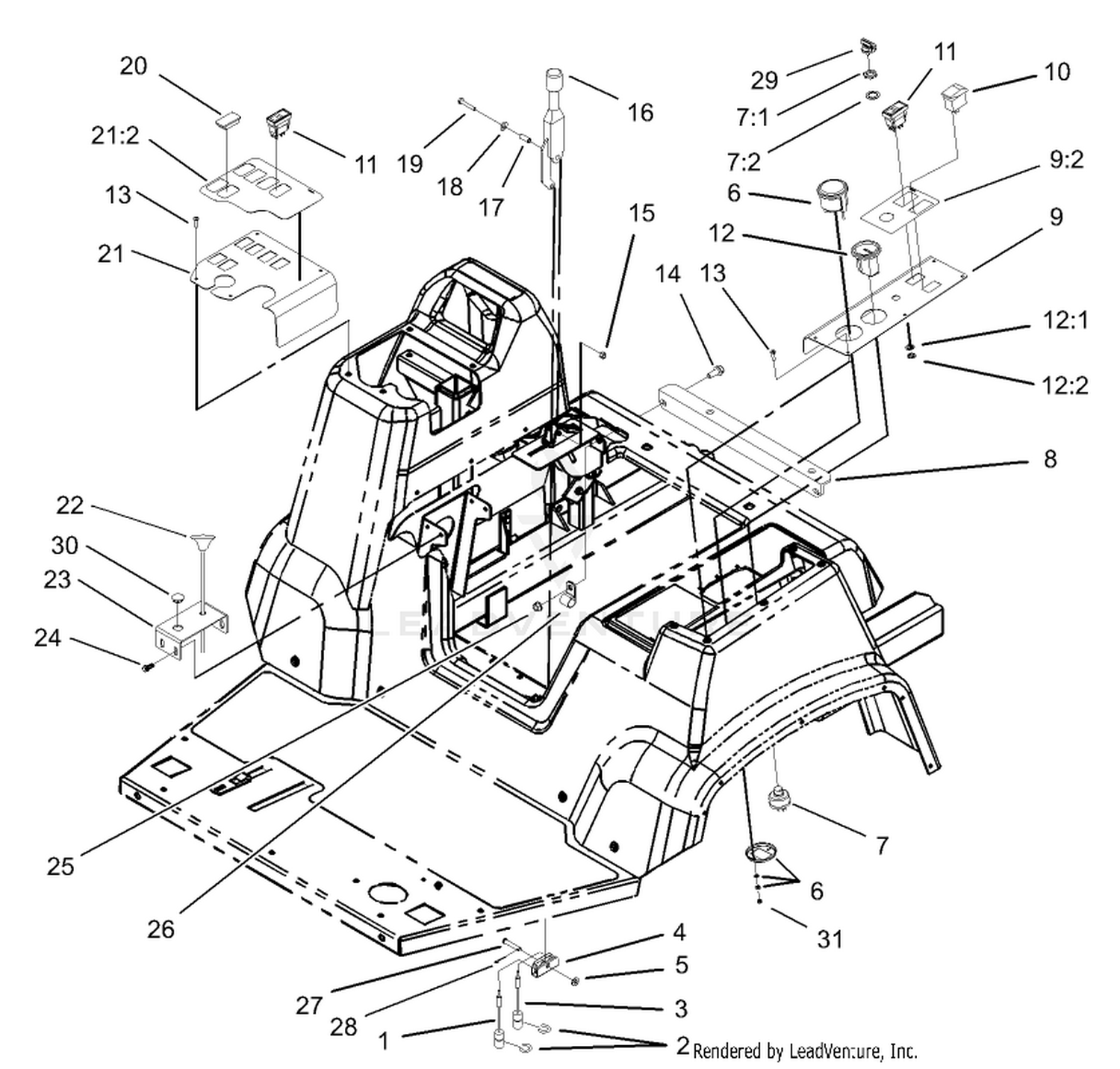 Parking Brake and Console Assembly