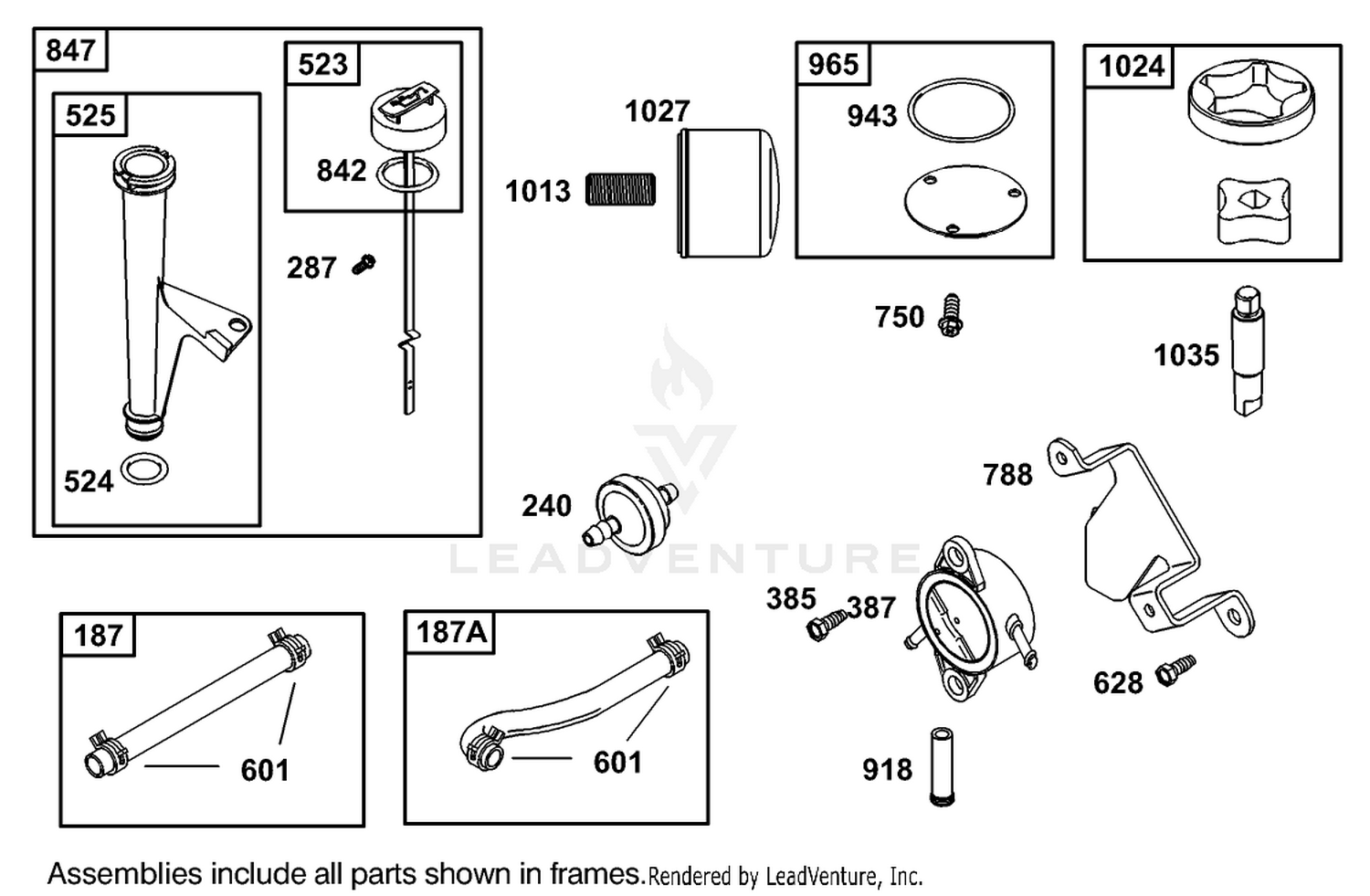 Oil Filter, Tube, and Pump Assembly  Briggs and Stratton 406777-0157-E1