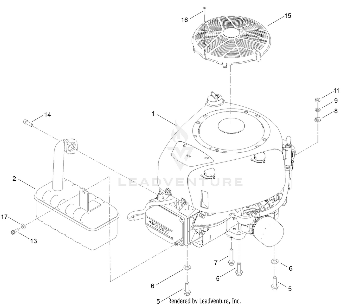 Engine and Muffler Assembly