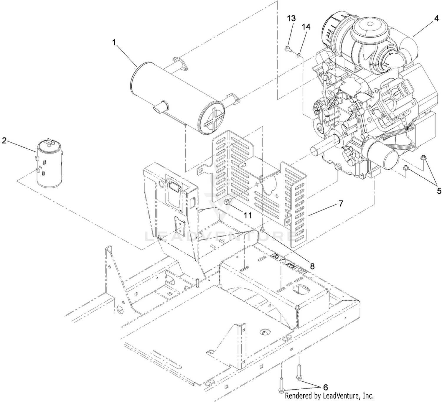 Engine and Muffler Assembly