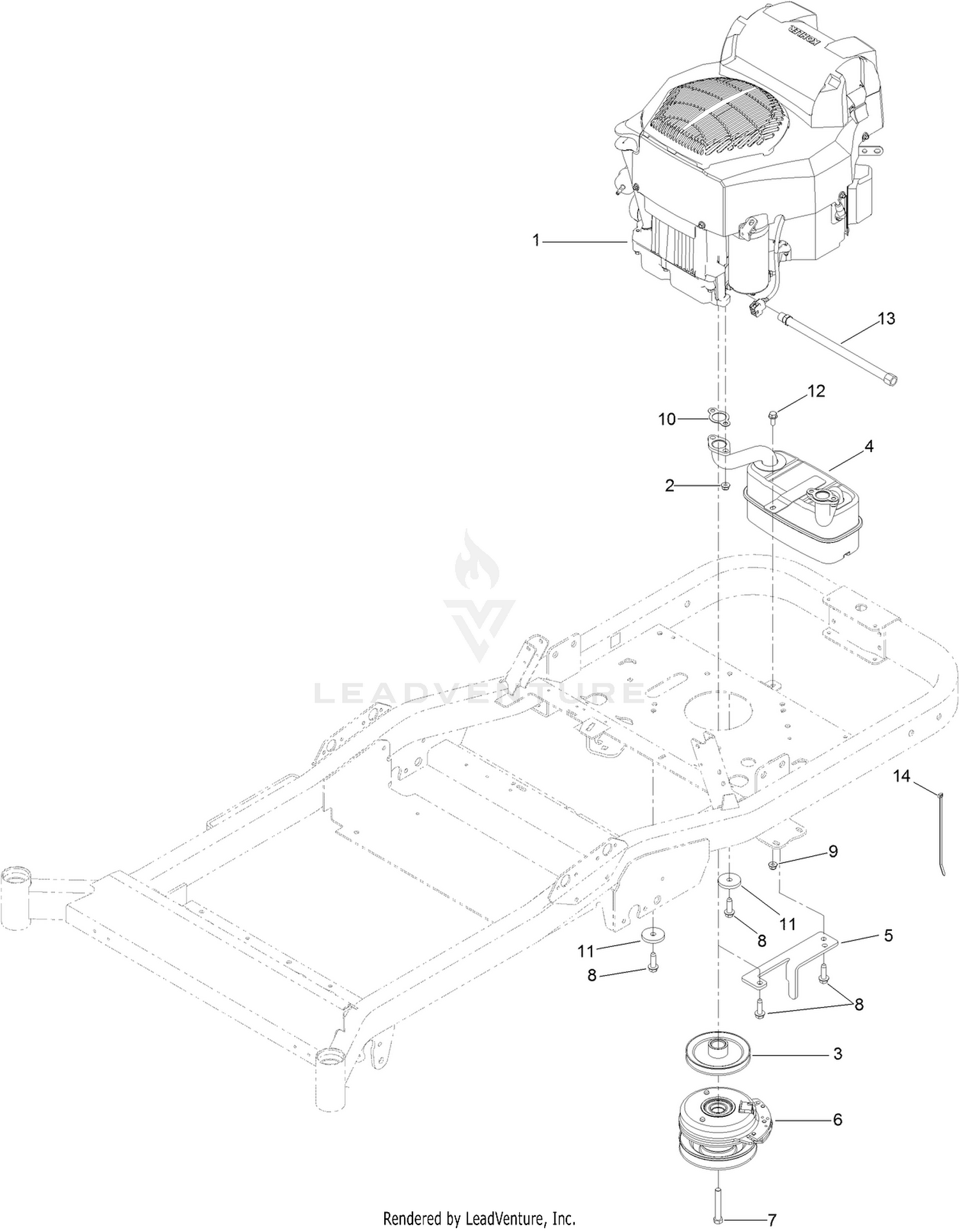 Engine, Muffler and Clutch Assembly