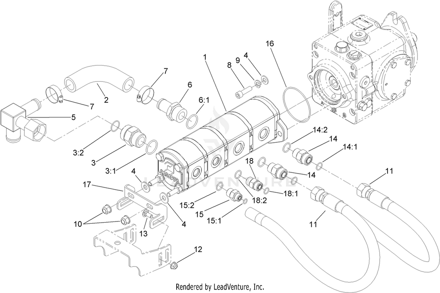 Gear Pump Hydraulic Plumbing Assembly