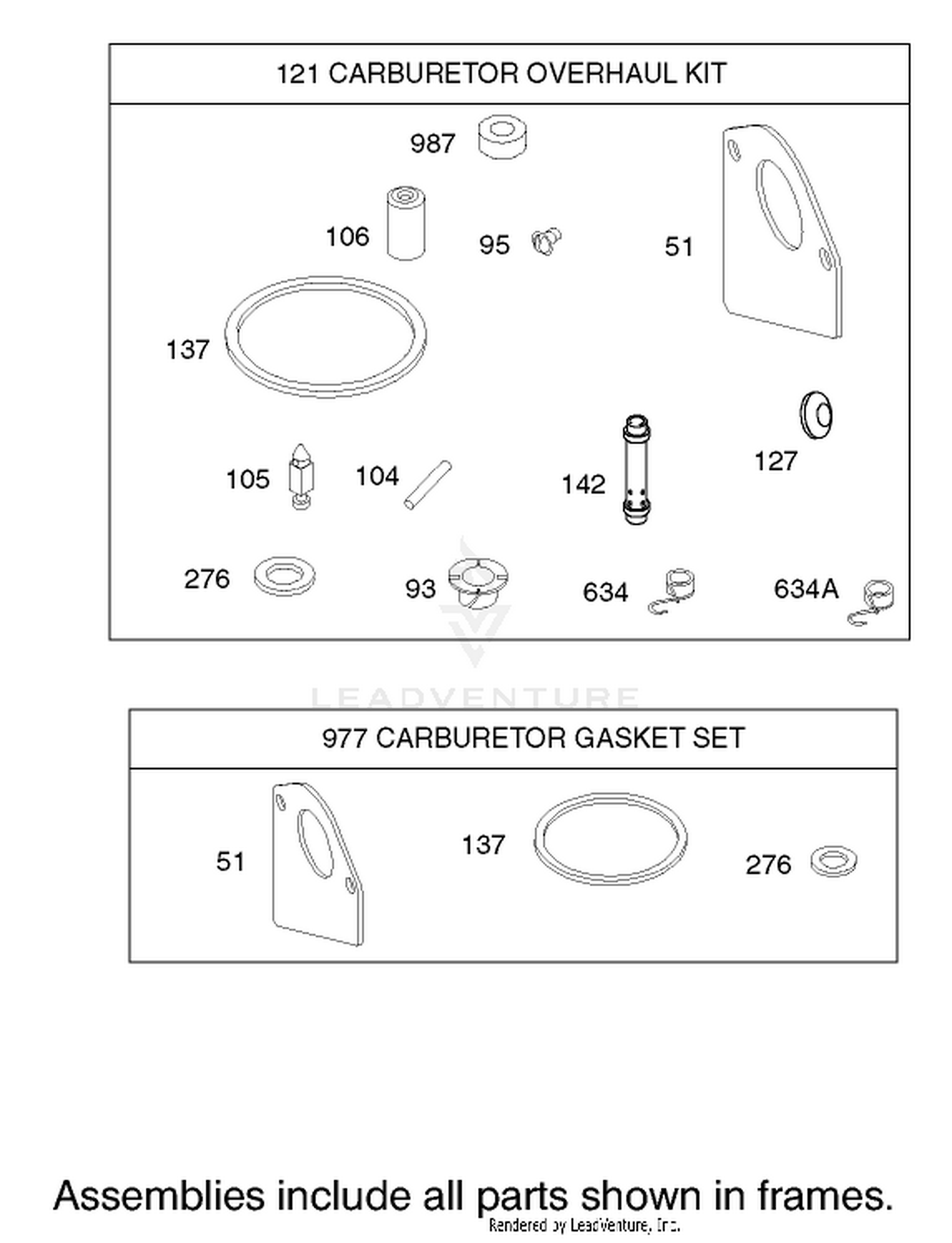 Carburetor Overhaul Kit Assembly Engine Briggs and Stratton Model 28M707-1127-E1