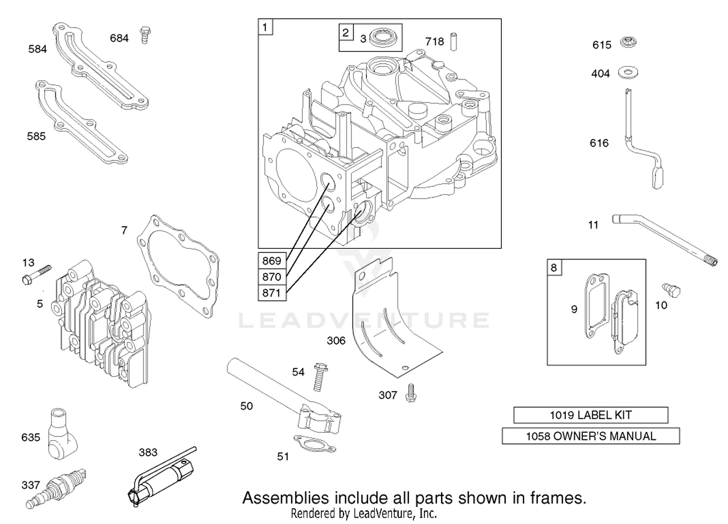 Cylinder Assembly Engine Briggs and Stratton Model 124K02-0110-B1