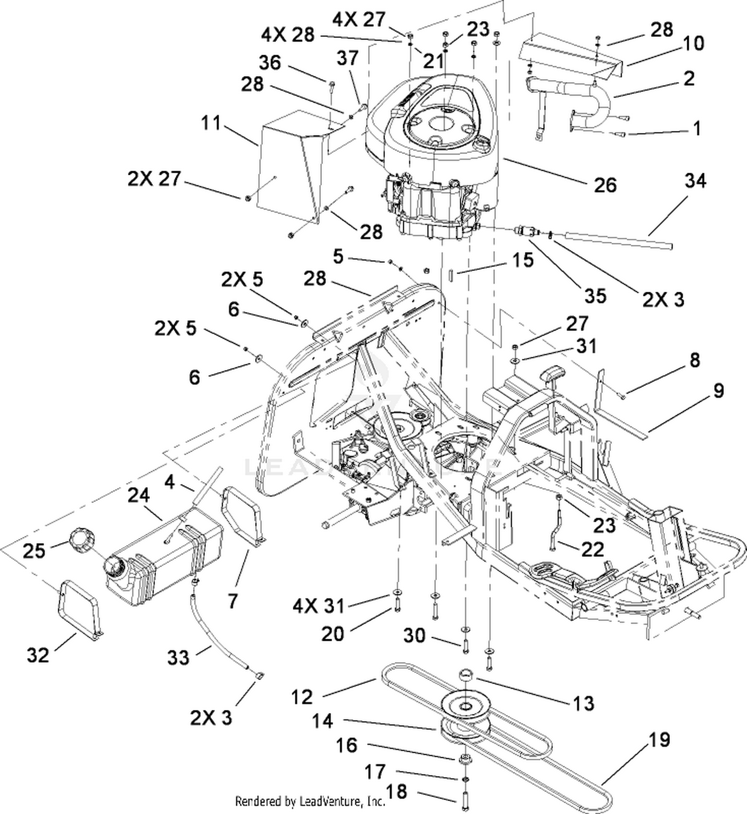 Engine and Fuel Tank Assembly