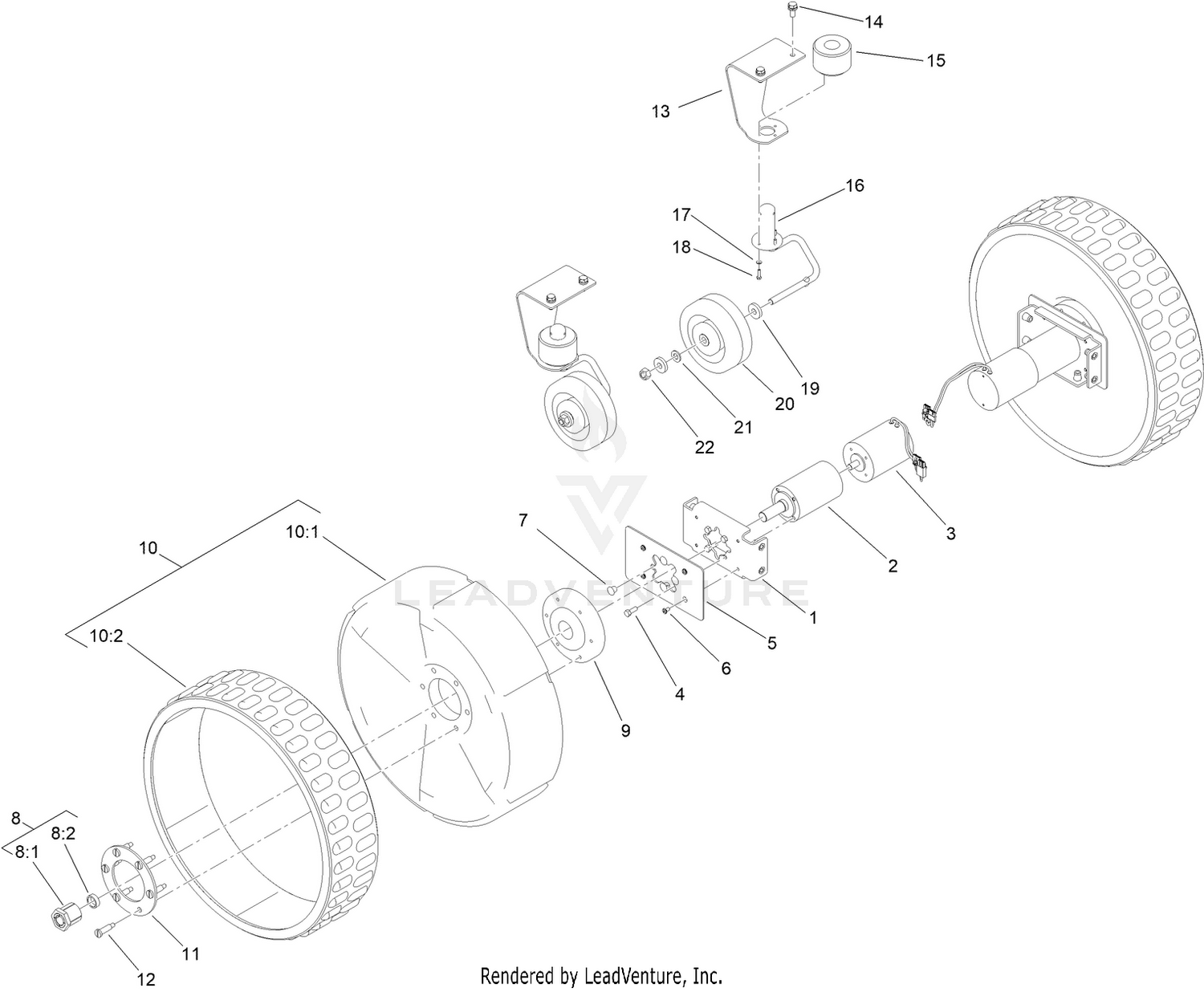 Wheels and Drive Motor Assembly