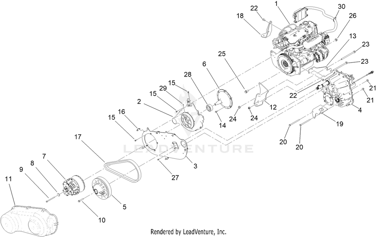 Engine, Transaxle and Clutch Assembly