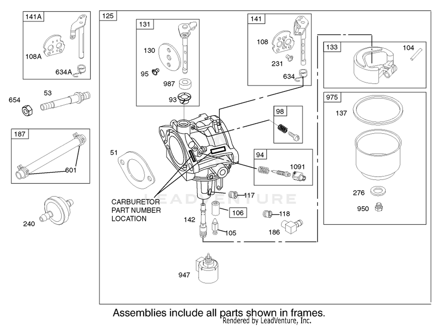 Carburetor Assembly Briggs and Stratton Model 286H77-0121-E1