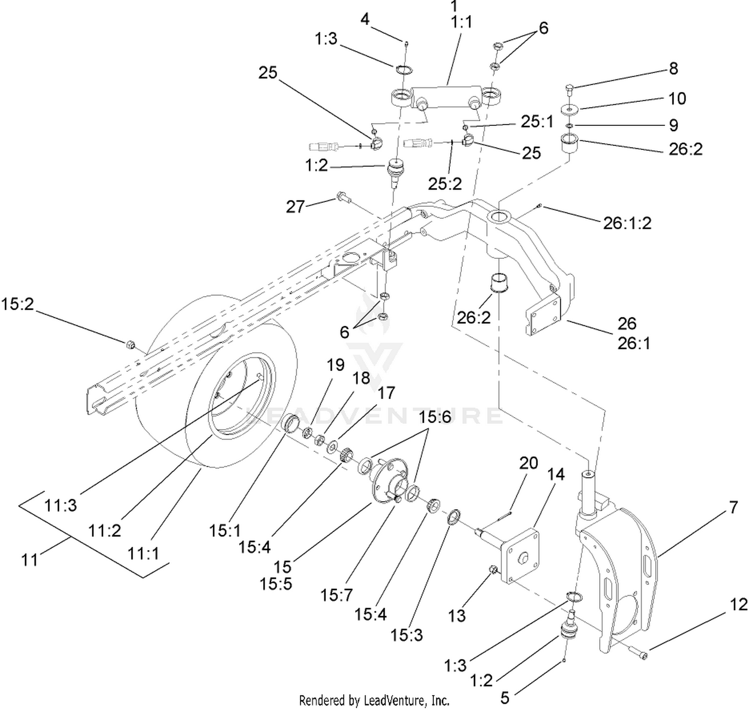 Rear Fork and Tire Assembly
