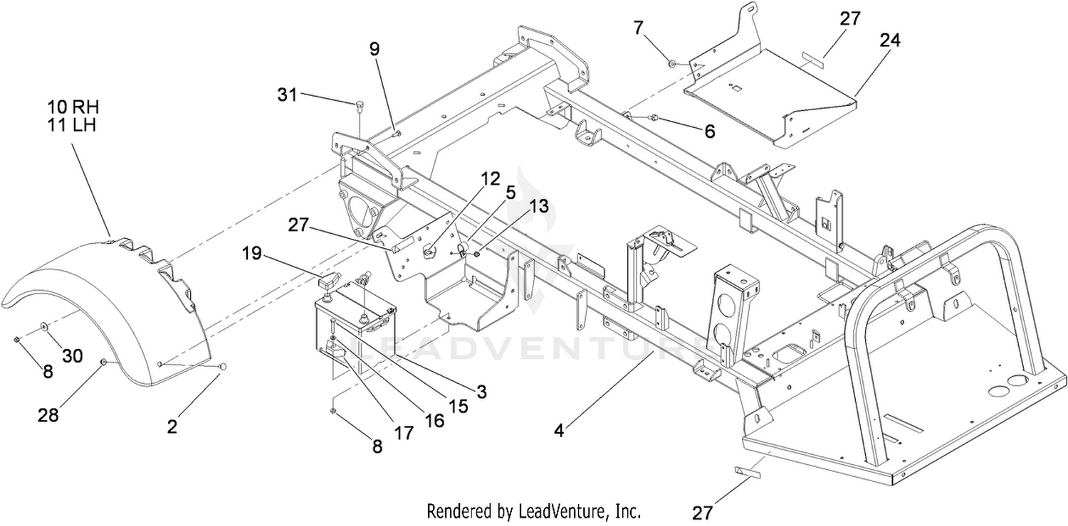 Rear Fender and Battery Mount Assembly