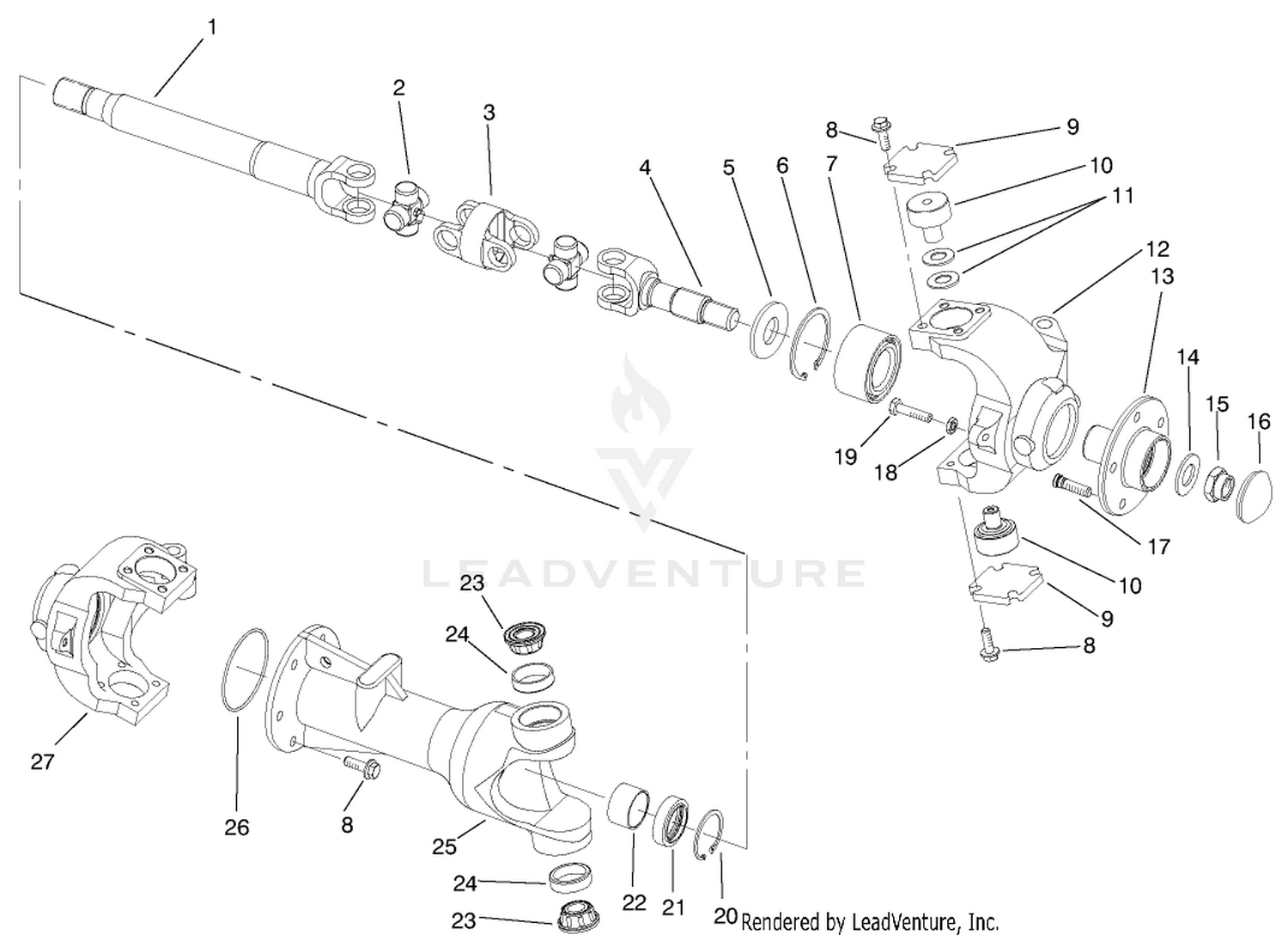 4wd Axle-Universal Joint and Kingpin Assembly
