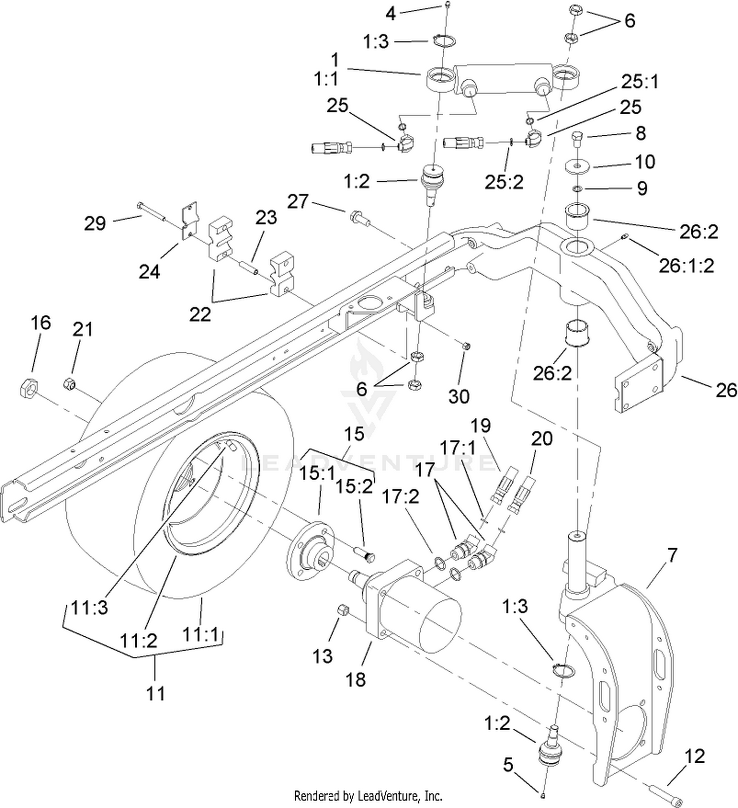 Rear Fork and Tire Assembly