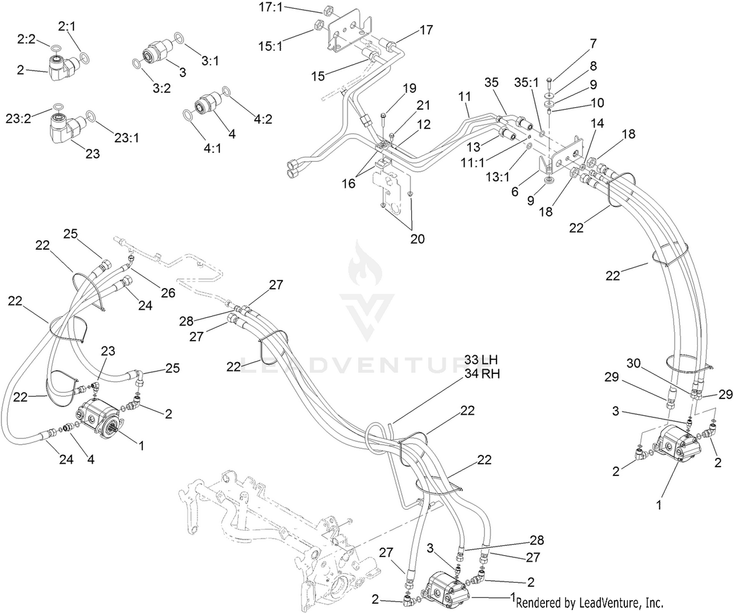 Rear Reel Drive System Plumbing  and Front Hose Assembly