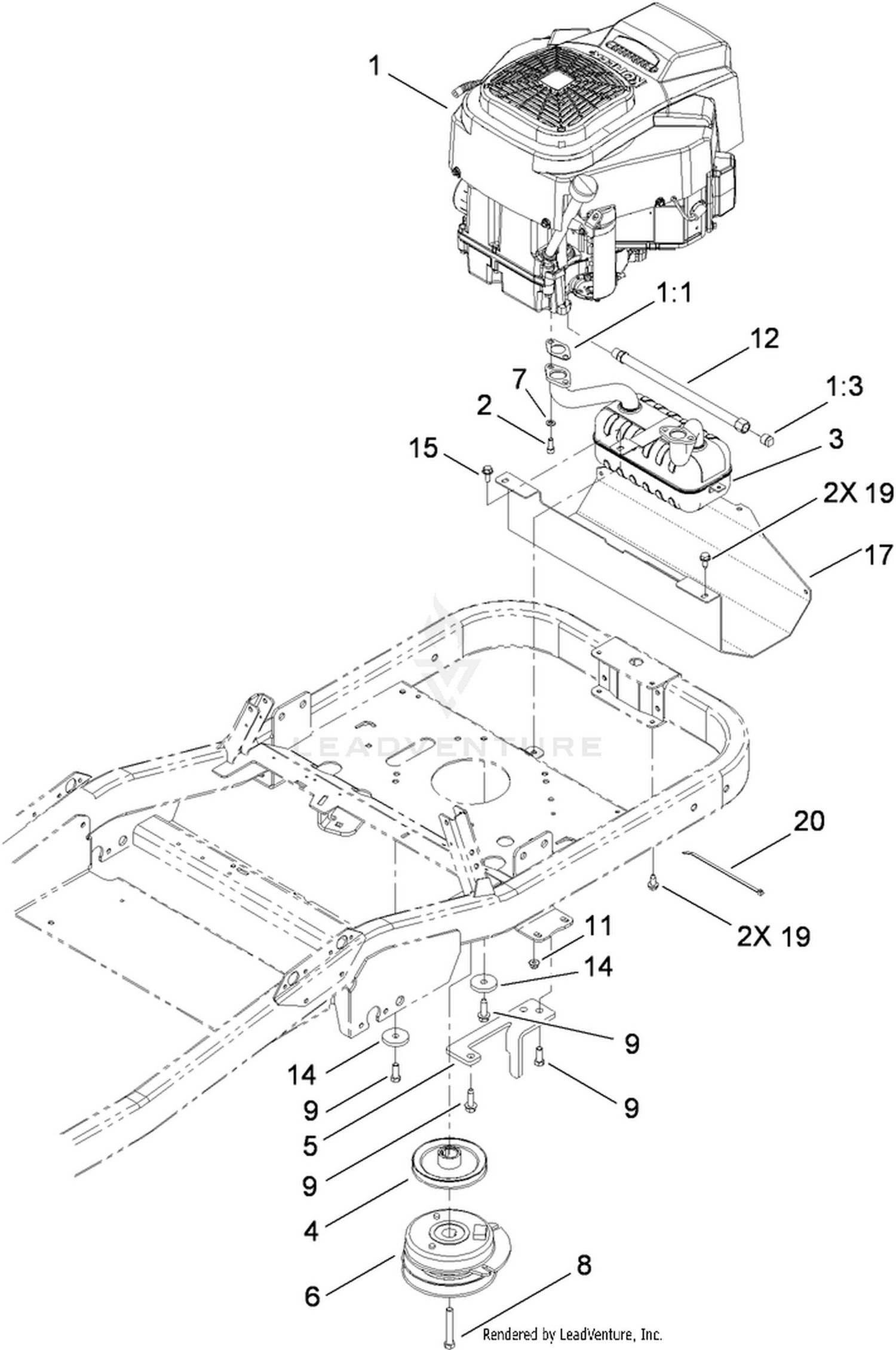 Engine, Muffler and Blade Assembly