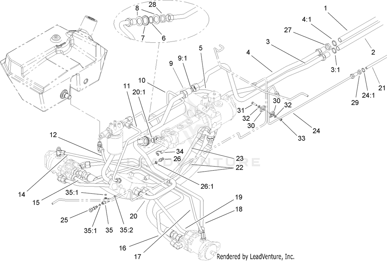 Traction Hydraulic Line Assembly