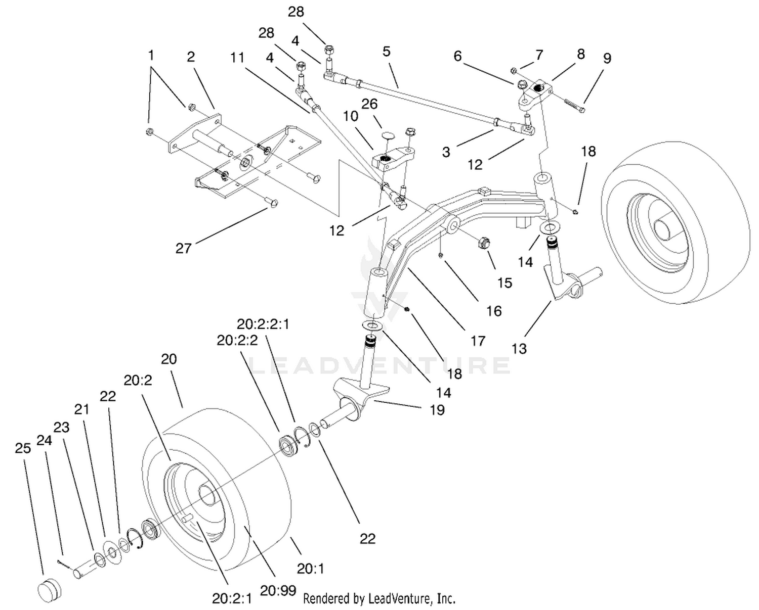 Tie Rods, Spindle,  Front Axle Assembly