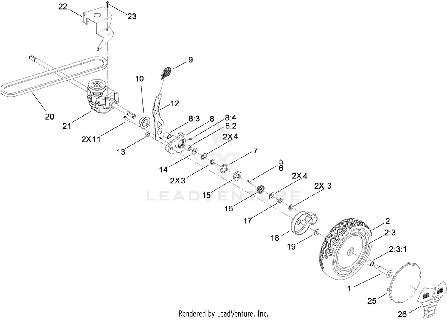 Transmission and Rear Wheel Assembly