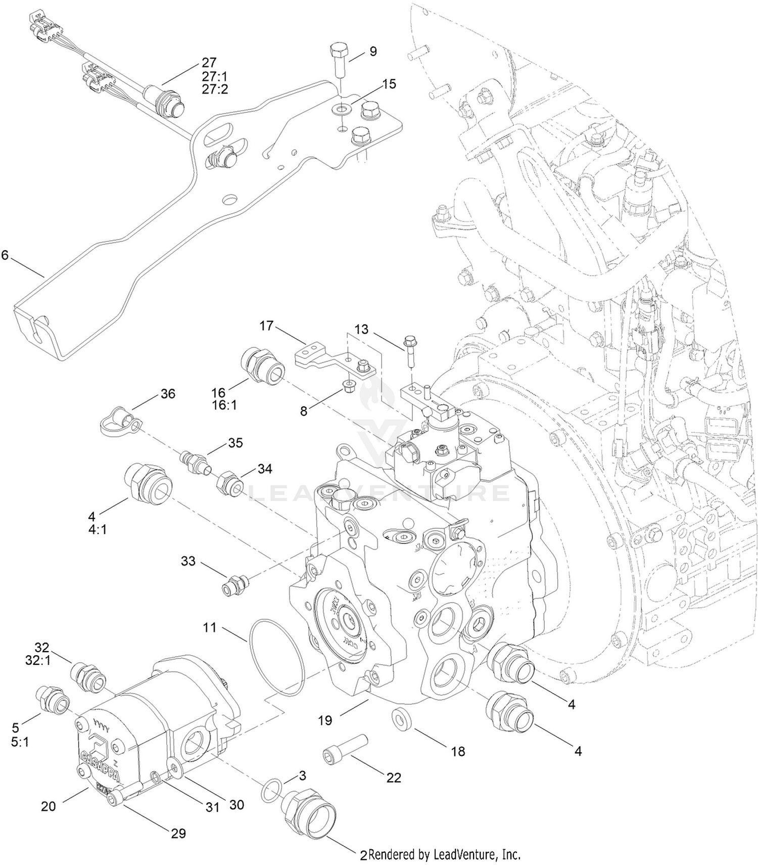 Transmission and Cutter Pump Assembly