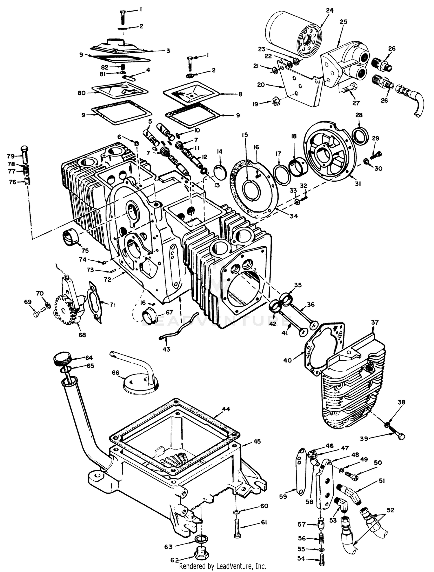 Engine Onan Model No. B48g-Ga020 Type No. 4051c Cylinder Block And Oil System