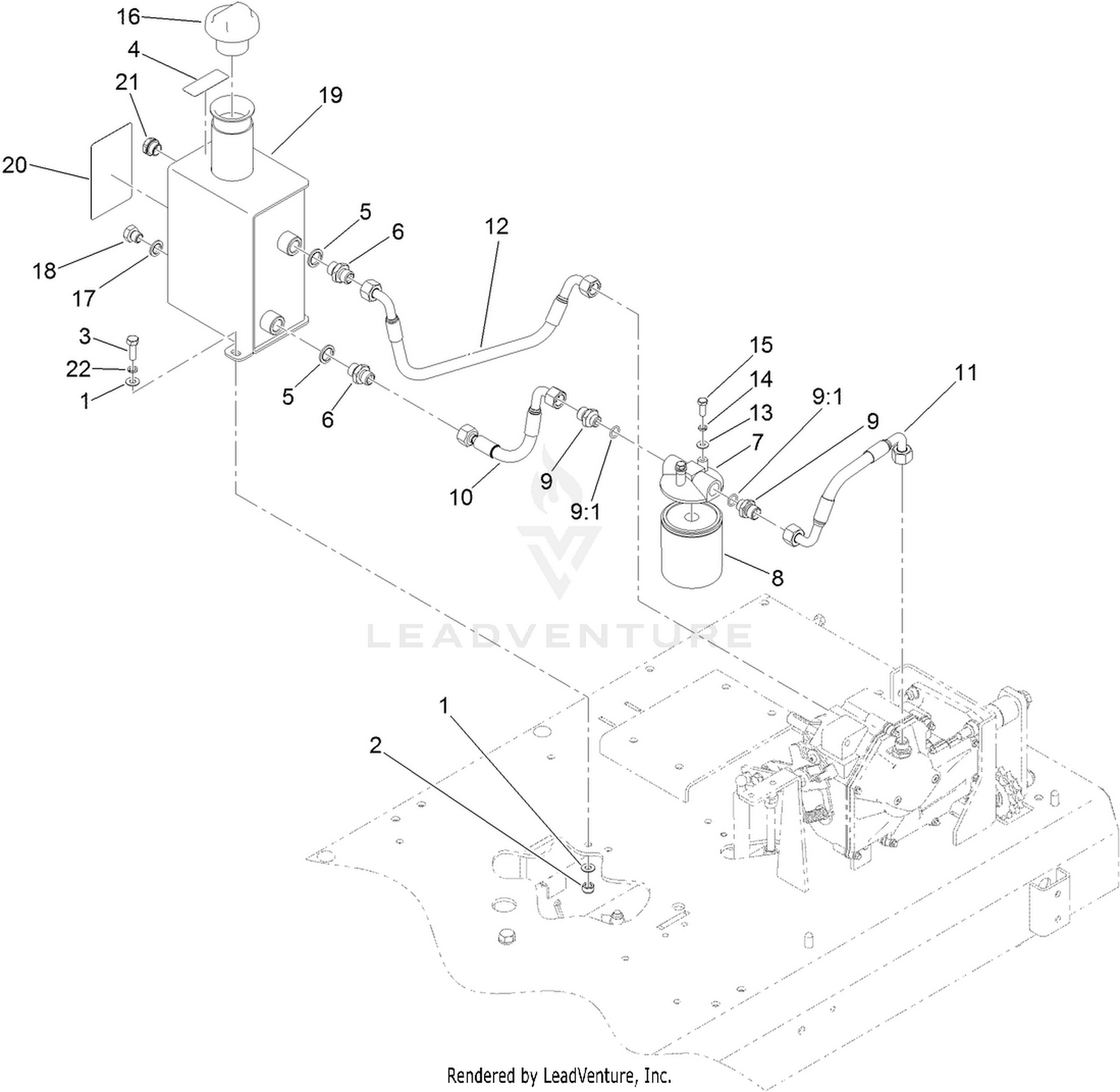 Hydraulic Tank and Hose Assembly