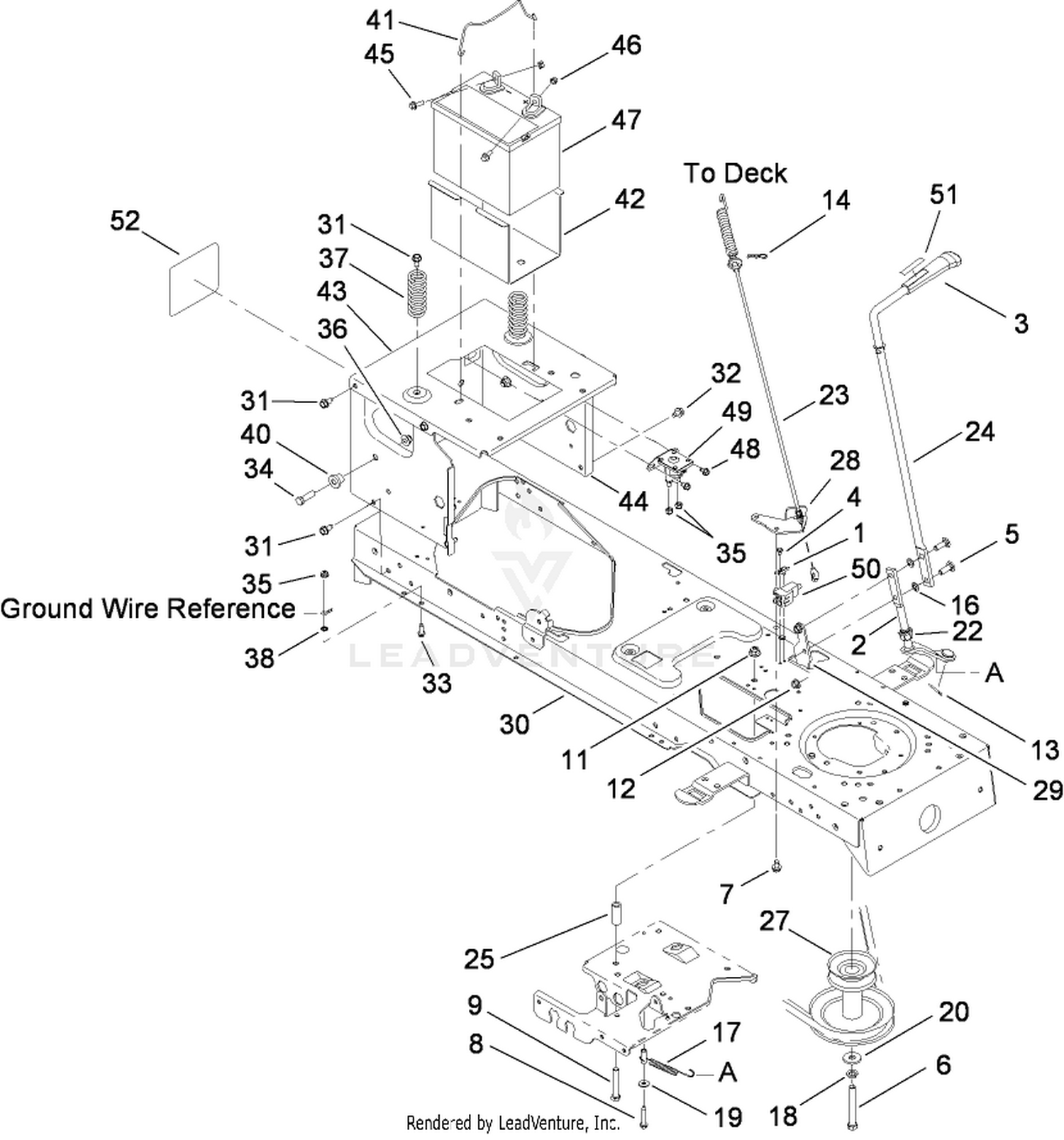 Frame, Battery and PTO Engage Assembly
