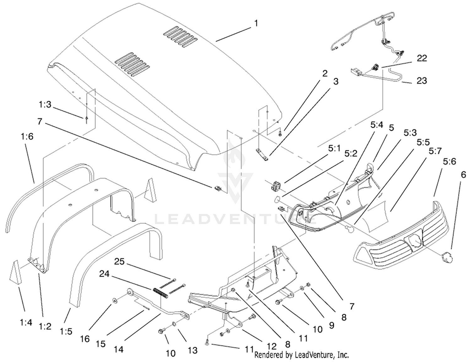 Hood  Headlight Assembly