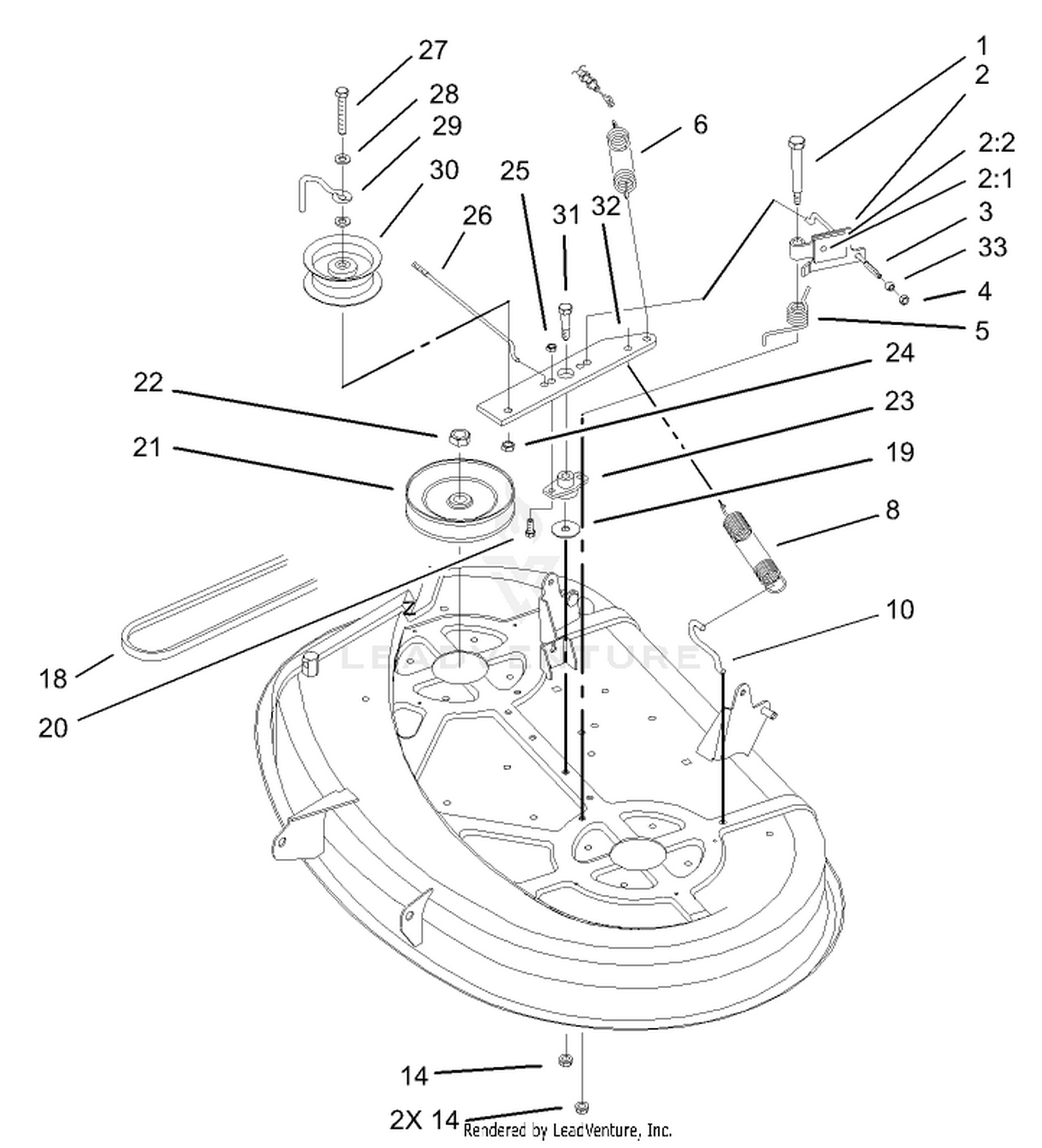 38in Deck Blade Drive and Braking Assembly
