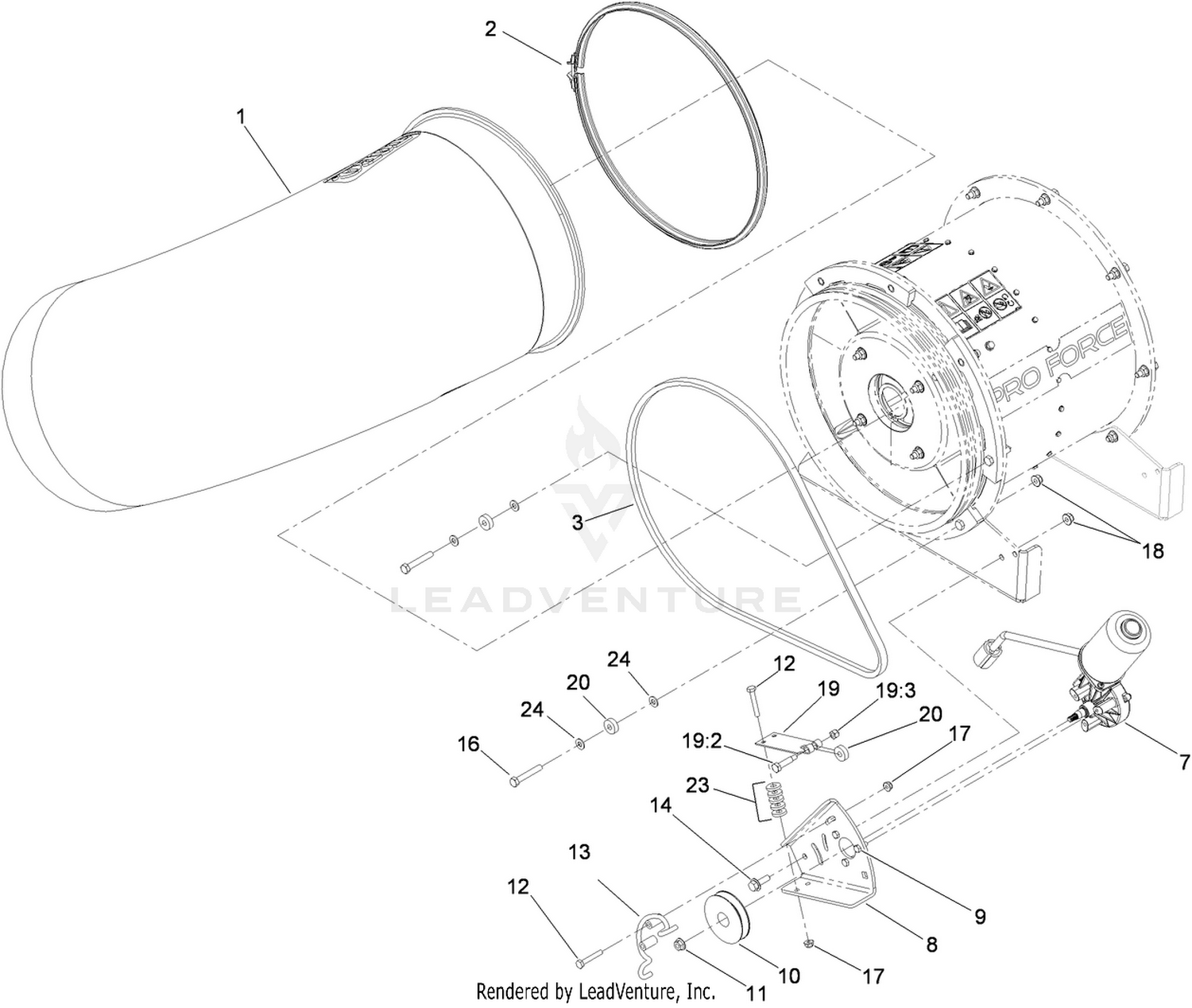 Nozzle, Motor, Belt and Guard Assembly