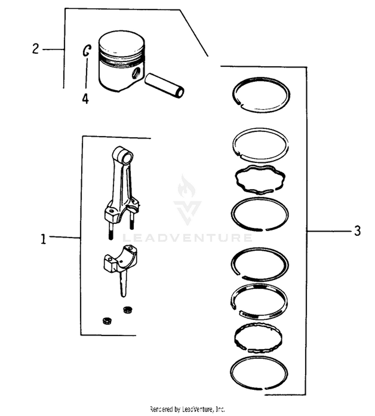 Piston  Rod-Engine Kohler Model No. K321s Spec. No. 60434 (continued)