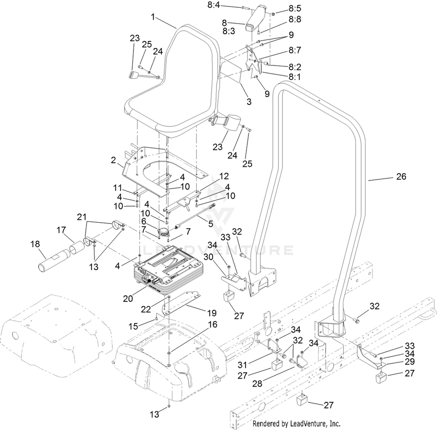 Seat Mount and Roll-Over Protection System Assembly
