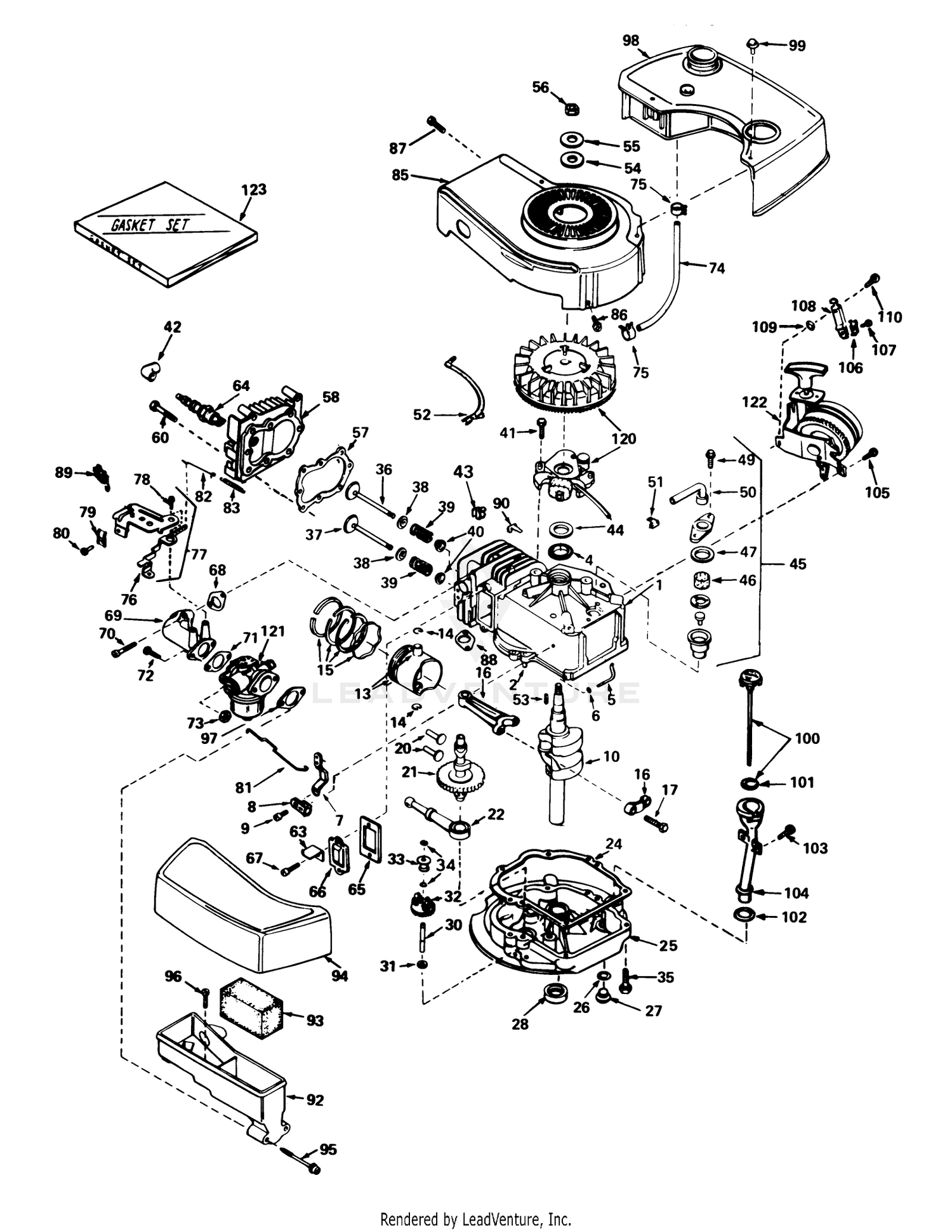 Engine Tecumseh Model Tnt 100-10049b