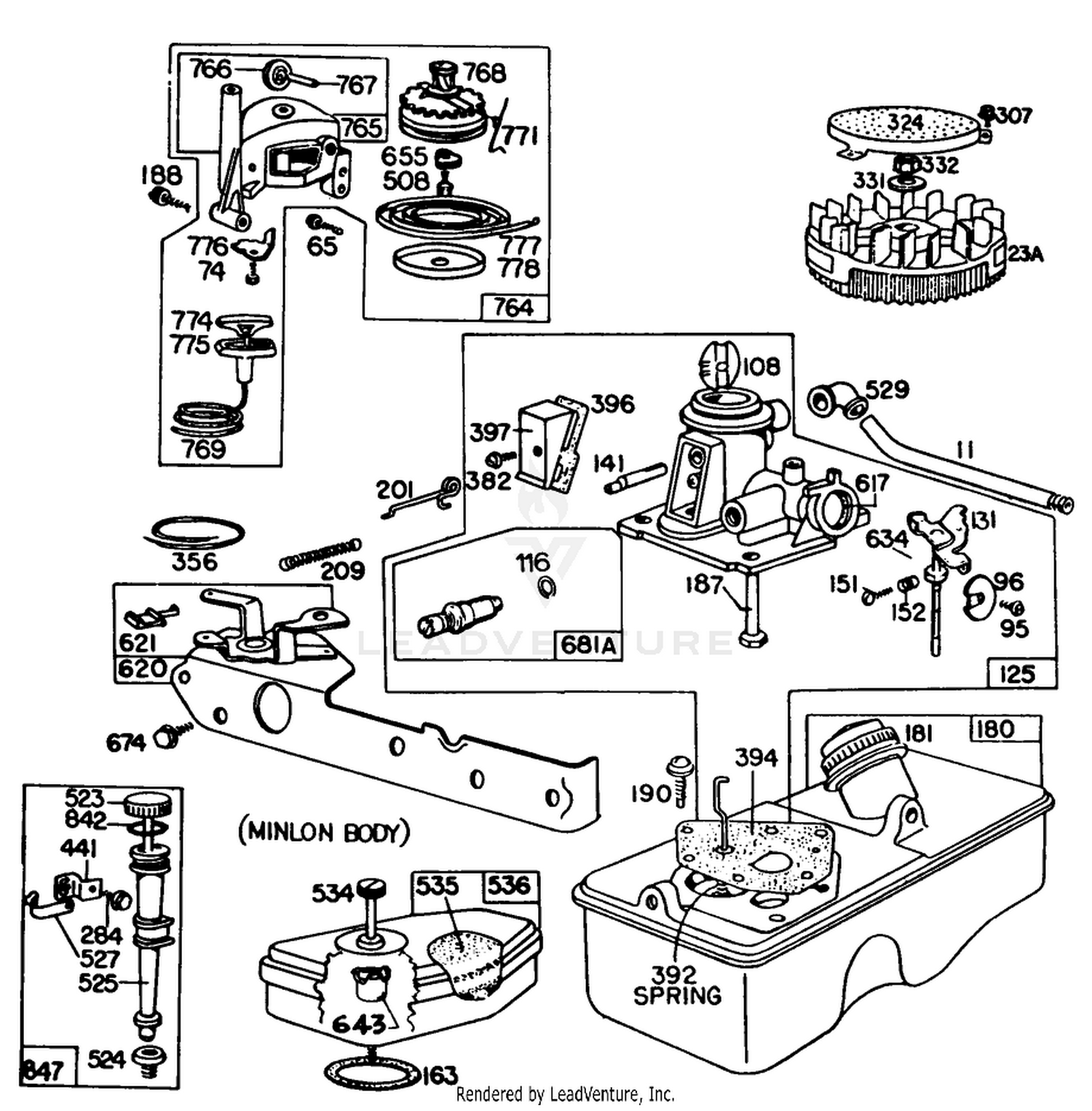 Briggs  Stratton Engine Model No. 93508-0198-01, 21" Self Propelled (model 16870)