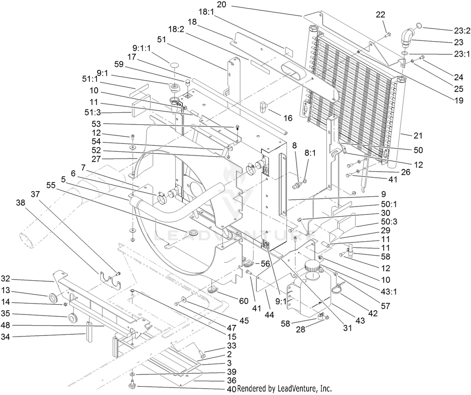 Radiator, Oil Cooler and Support Assembly