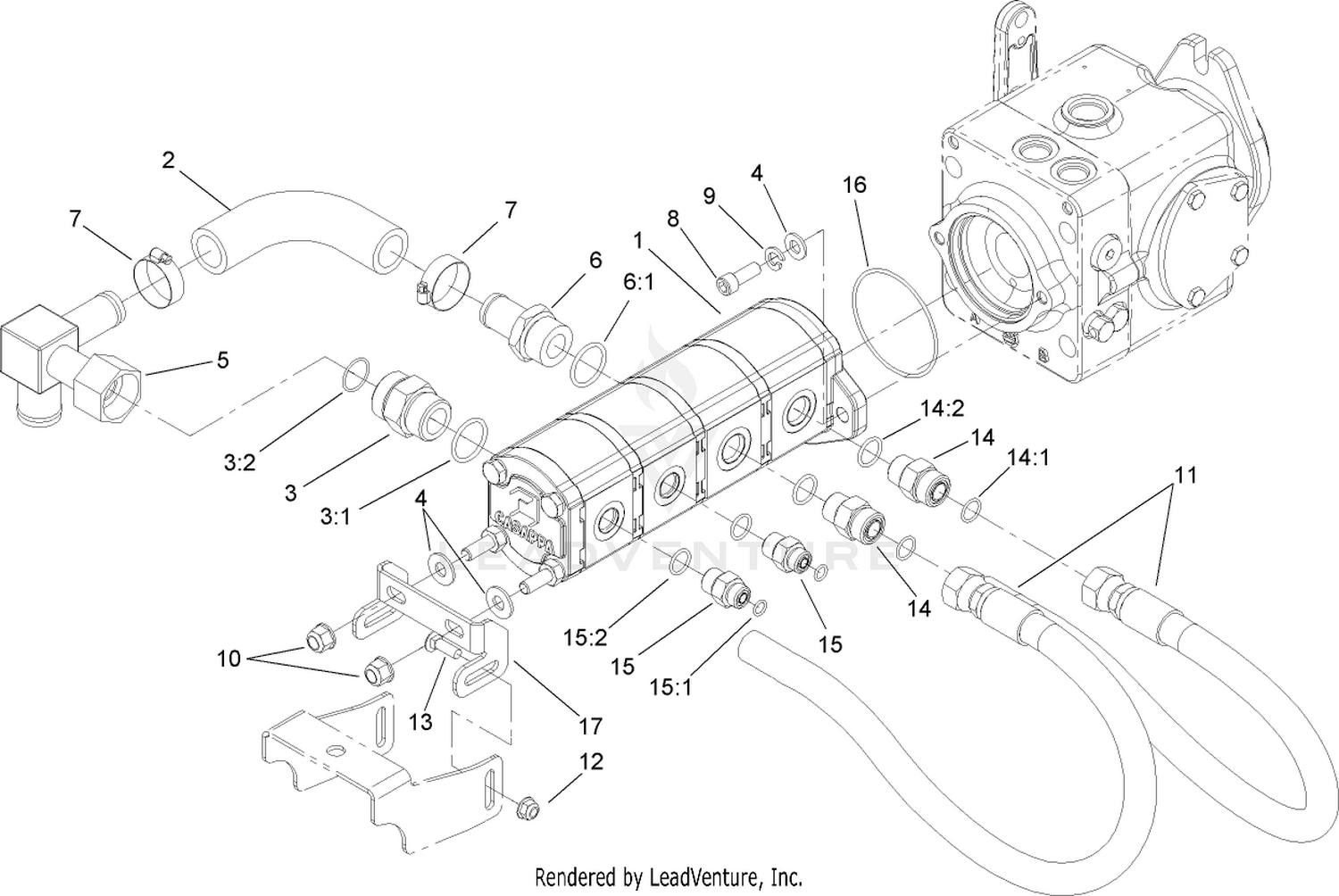 Gear Pump Hydraulic Plumbing Assembly