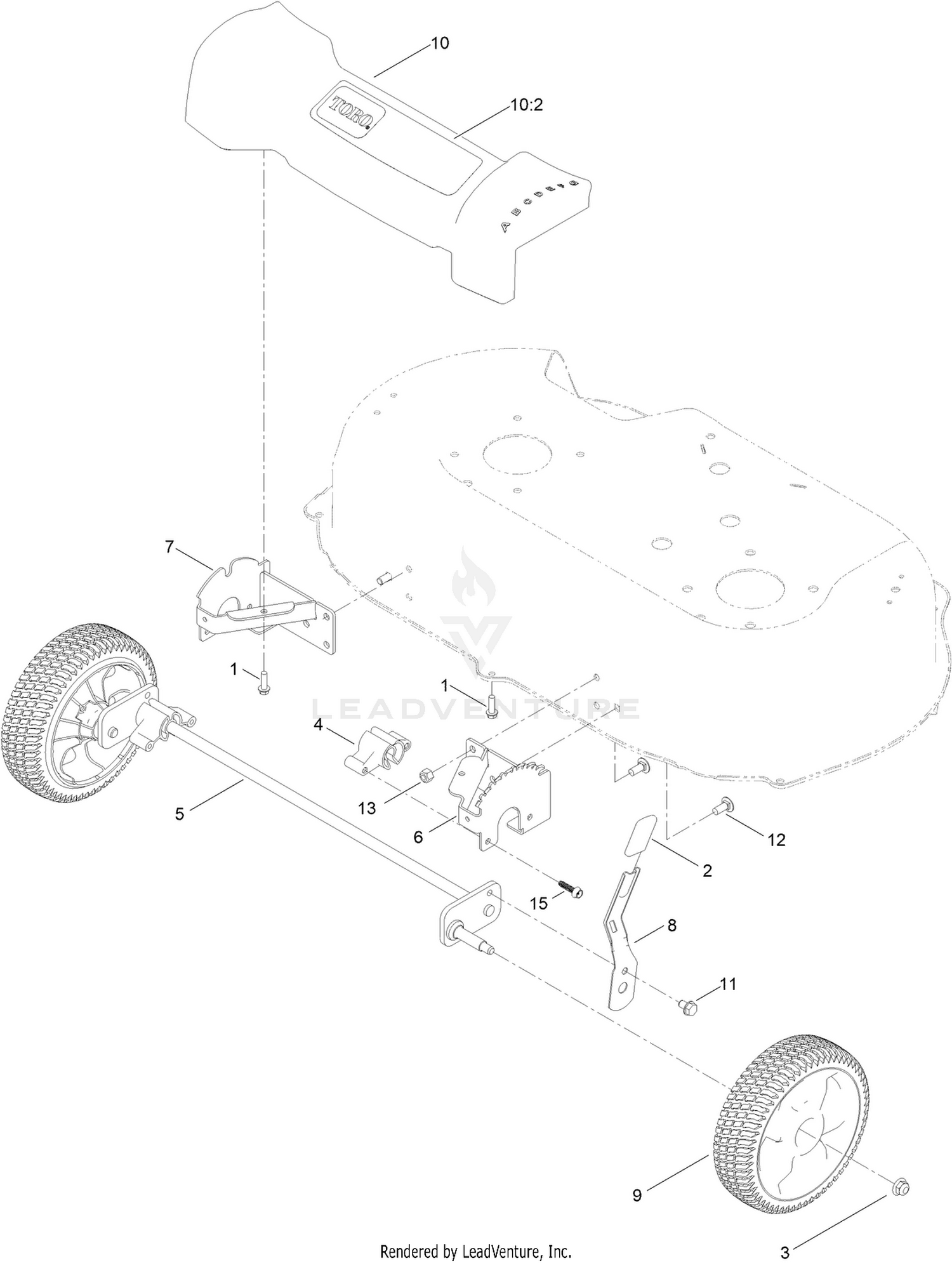 Front Wheel and Height-of-Cut Assembly