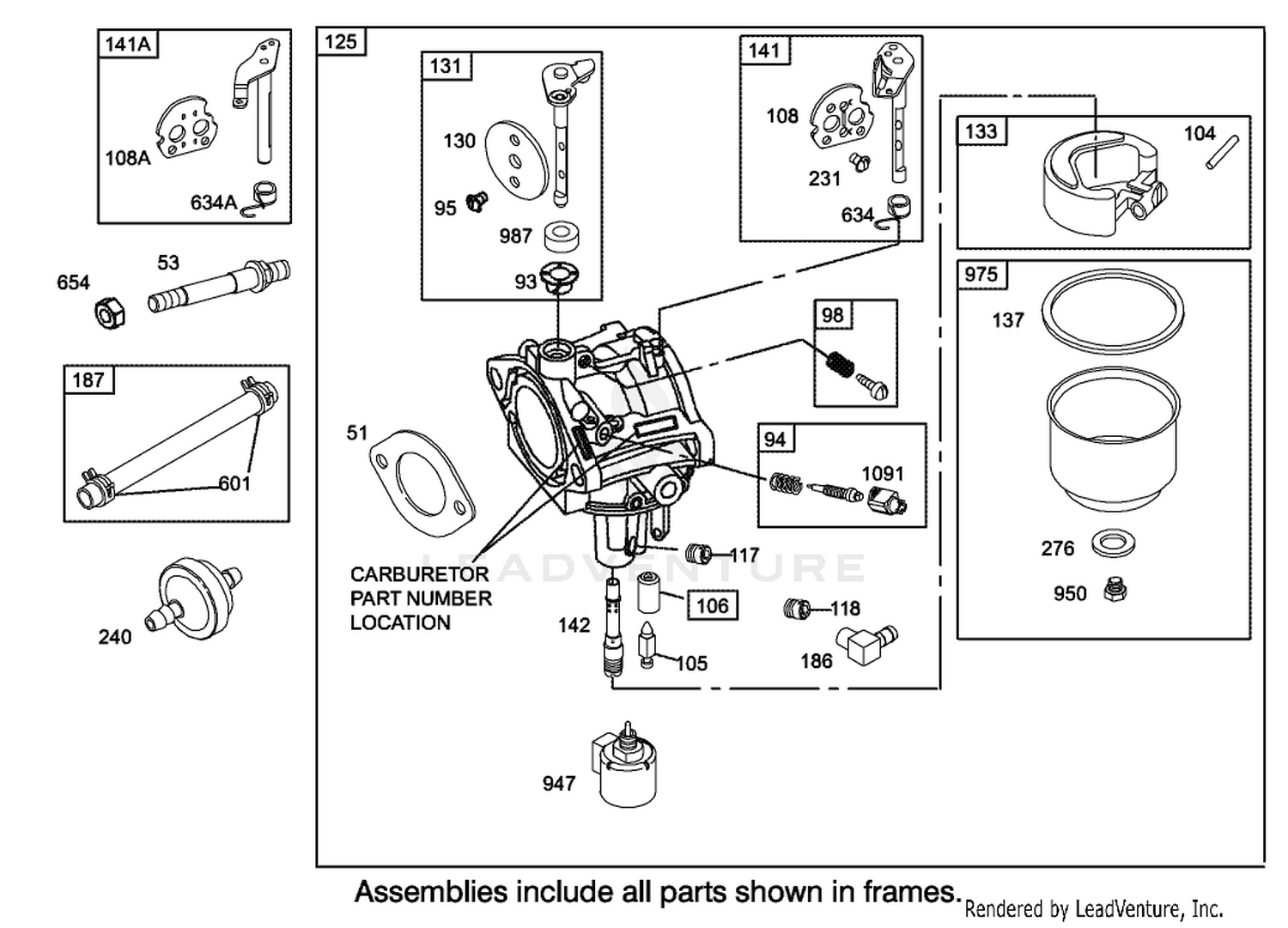 Carburetor Assembly Engine Briggs and Stratton Model 286H77-0121-E1