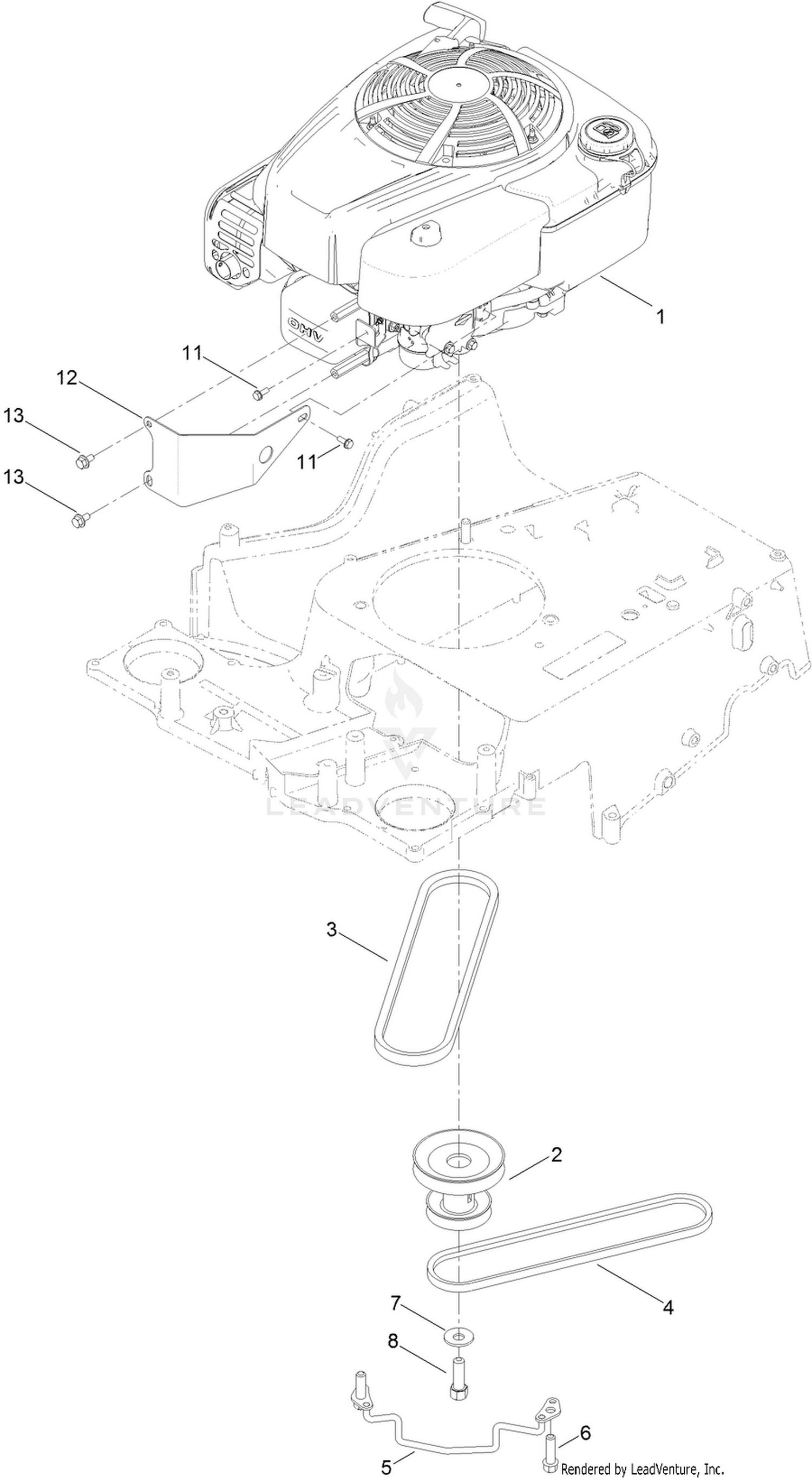 Engine and Pulley Assembly