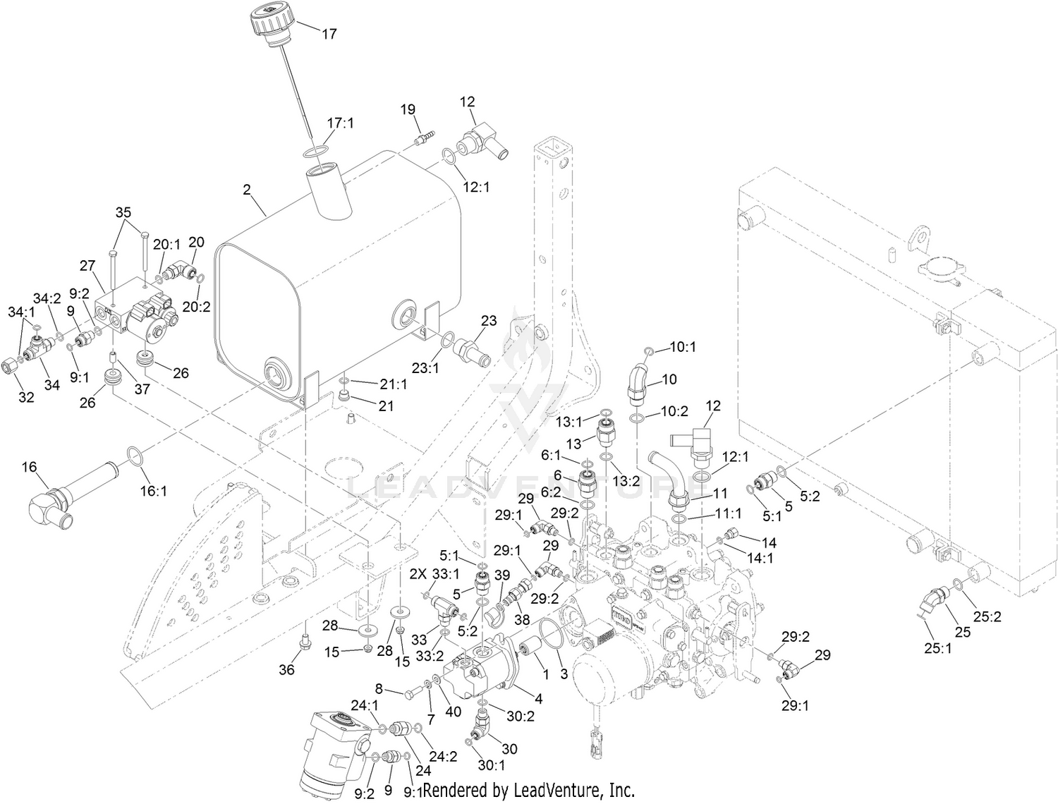 Deck Lift Valve and Hydraulic Fitting Assembly