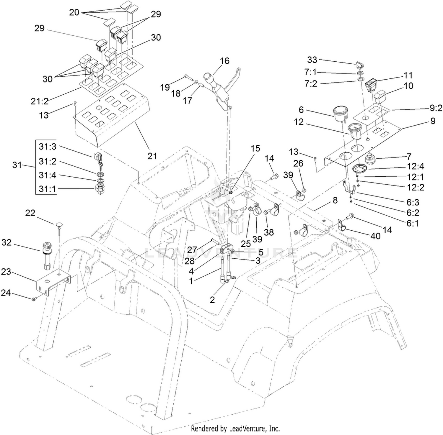 Parking Brake and Control Console Assembly
