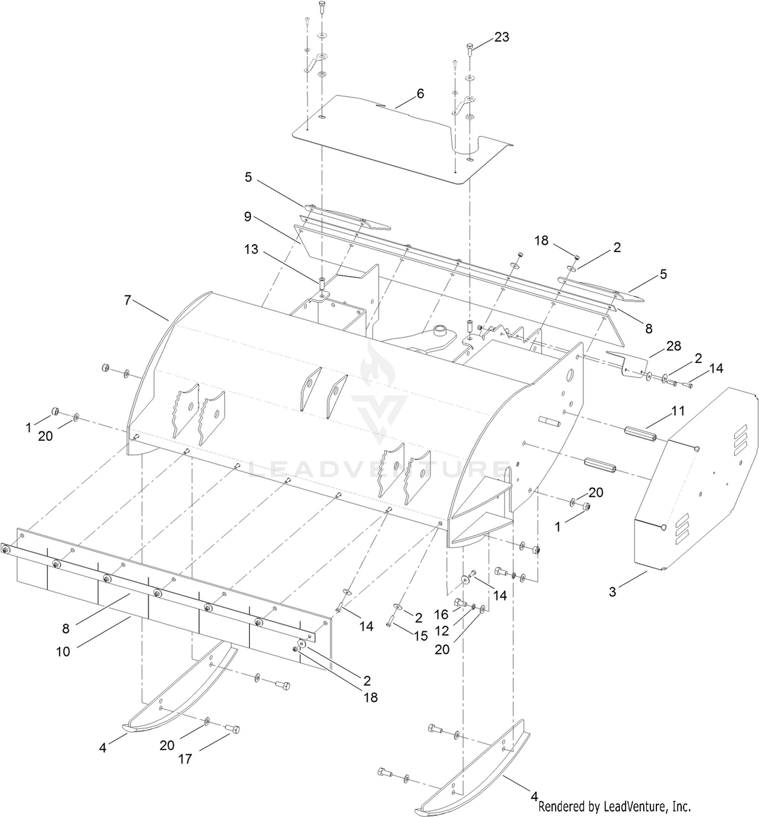 Chassis, Cover and Guard Assembly  36 Inch Flail Attachment
