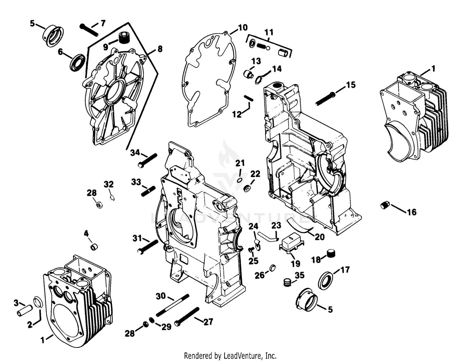 Crankcase-Kohler Engine Model No. Kt17qs Type No. 24324 (continued)