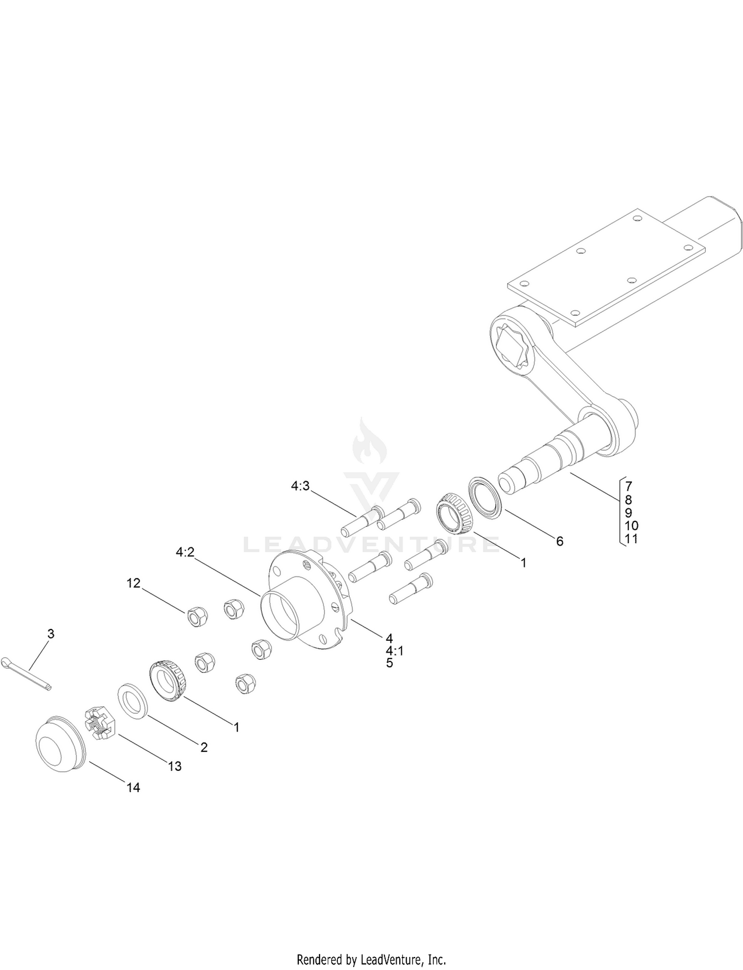 LH Torsion Axle Assembly No. 137-3572