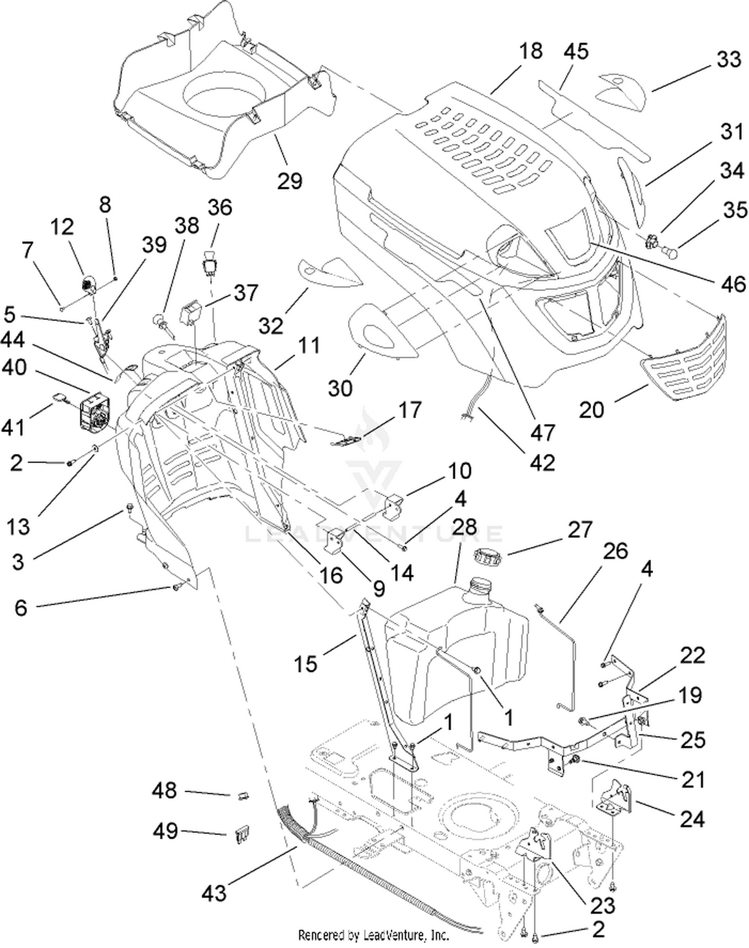 Fuel Tank and Hood Assembly