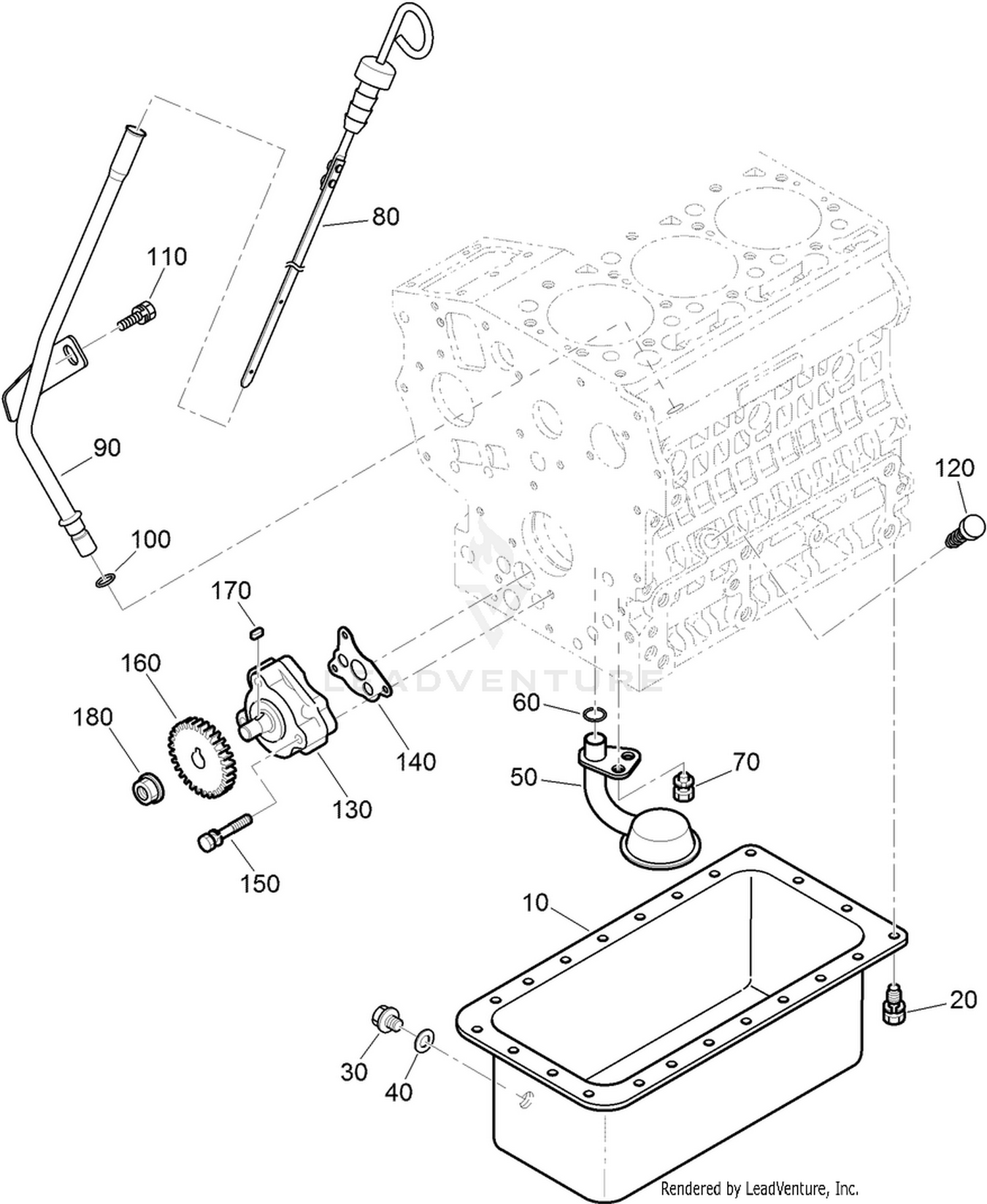 Oil Pan, Oil Pump and Dipstick Assembly